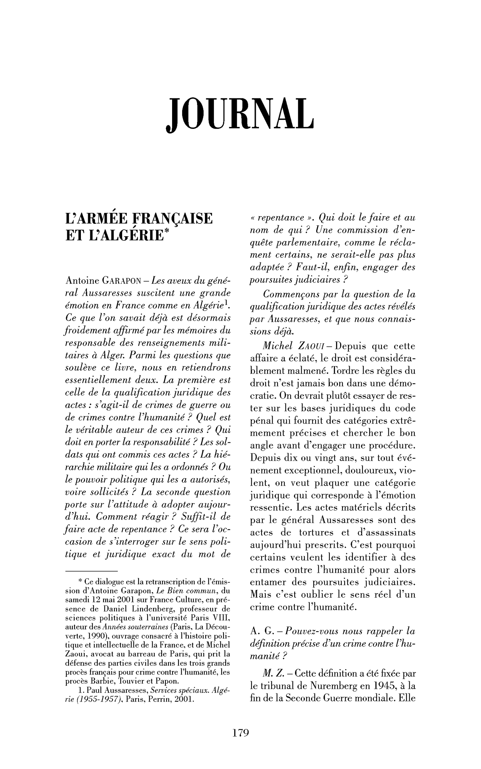 L’armée française et l’Algérie