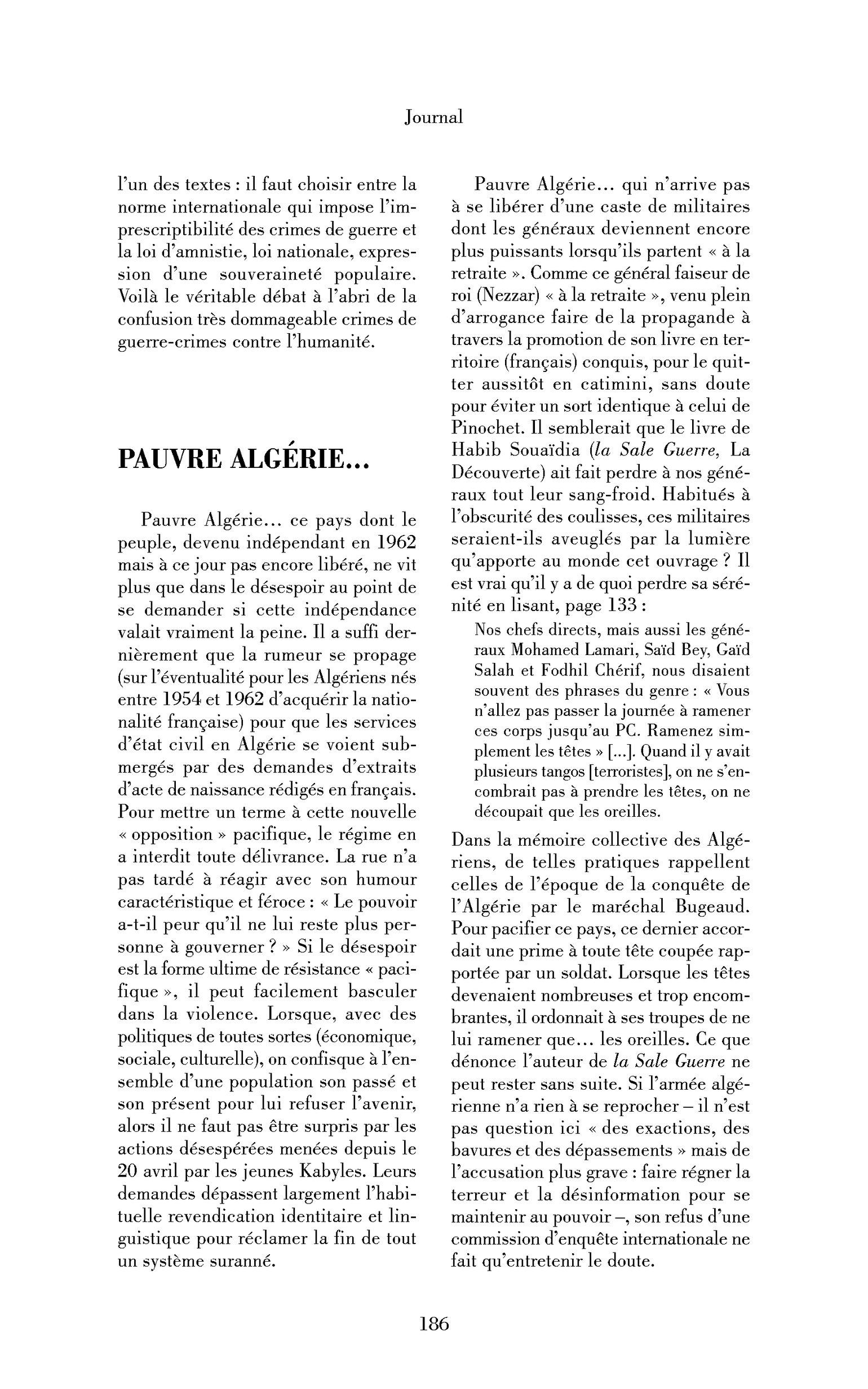 Pauvre Algérie…