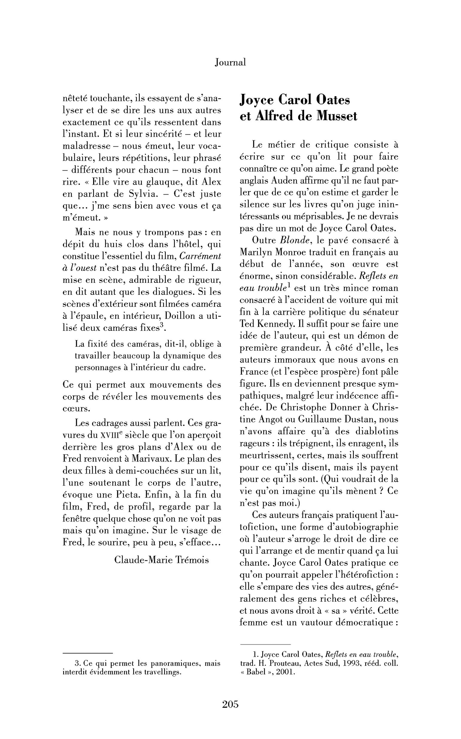 Joyce Carol Oates et Alfred de Musset