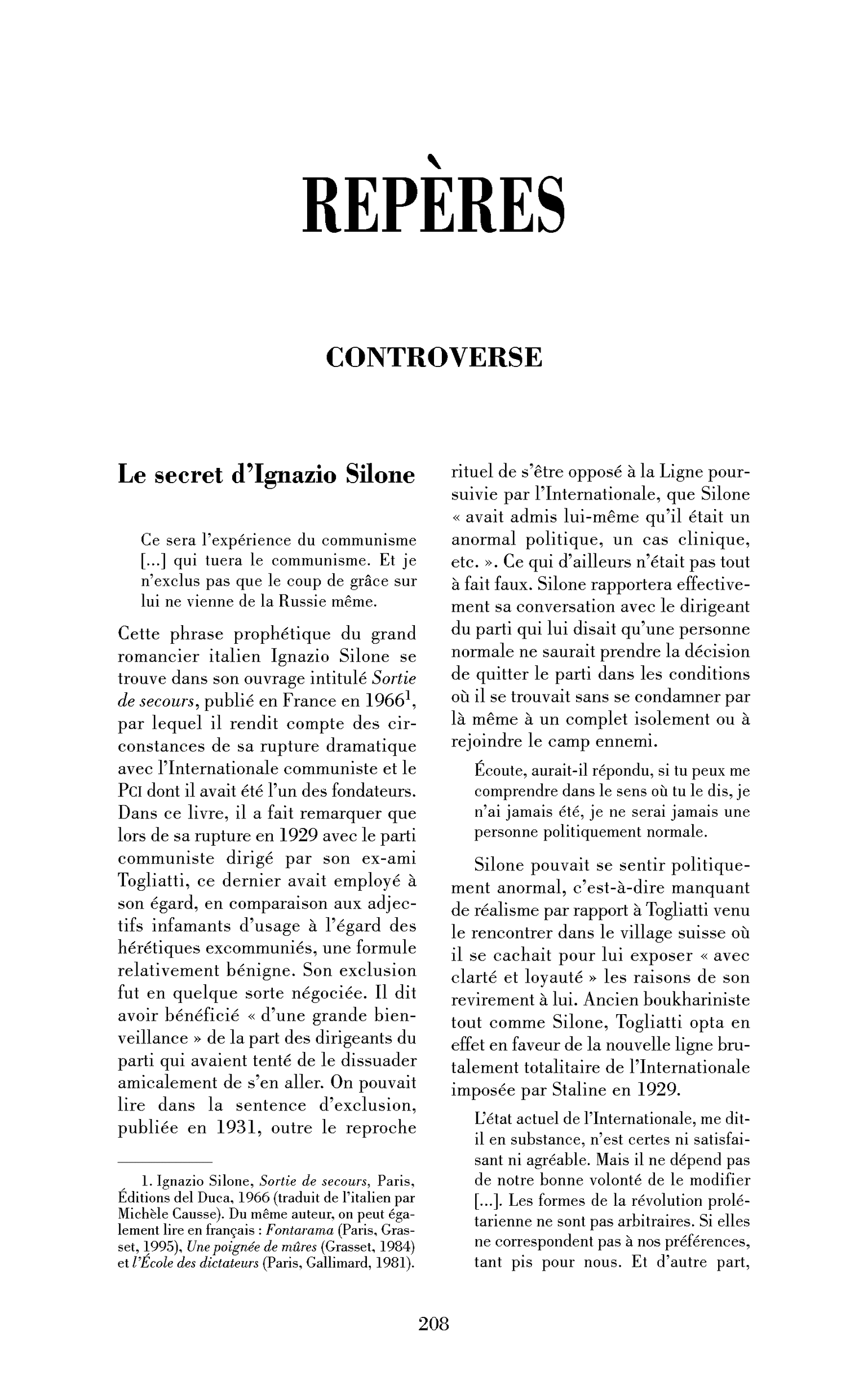 Le secret d’Ignazio Silone