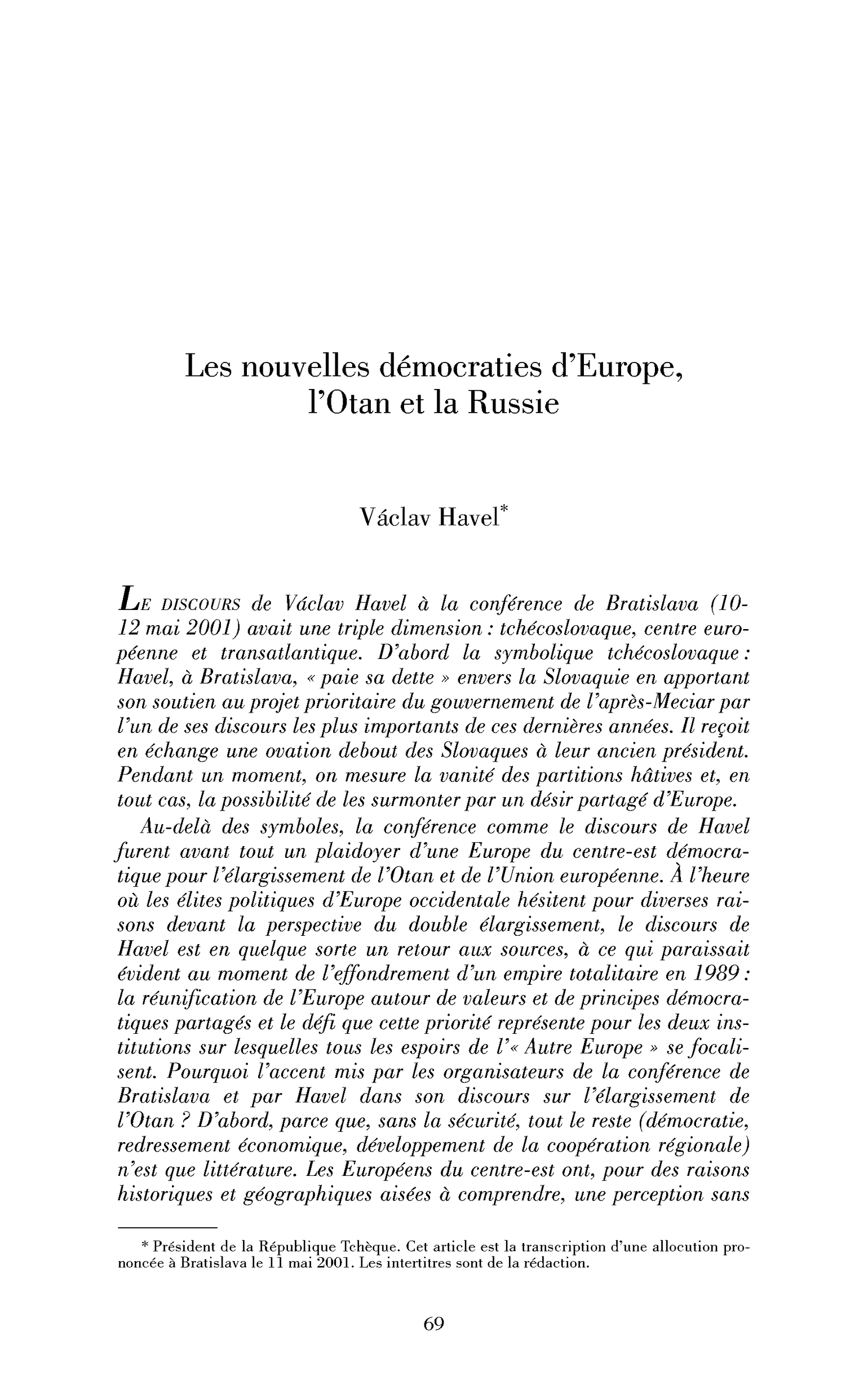 Les nouvelles démocraties d’Europe, l’Otan et la Russie