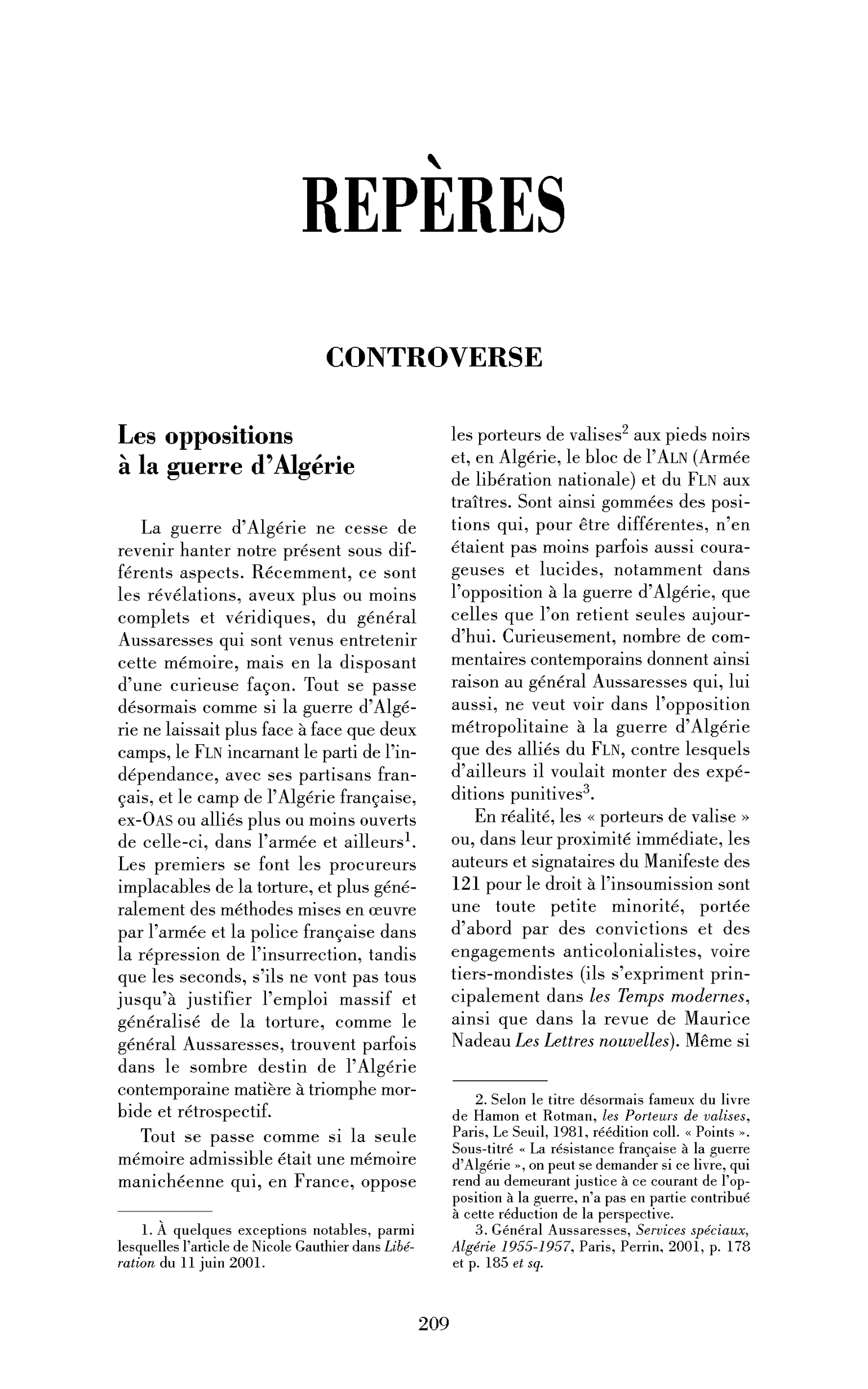 Les oppositions à la guerre d’Algérie