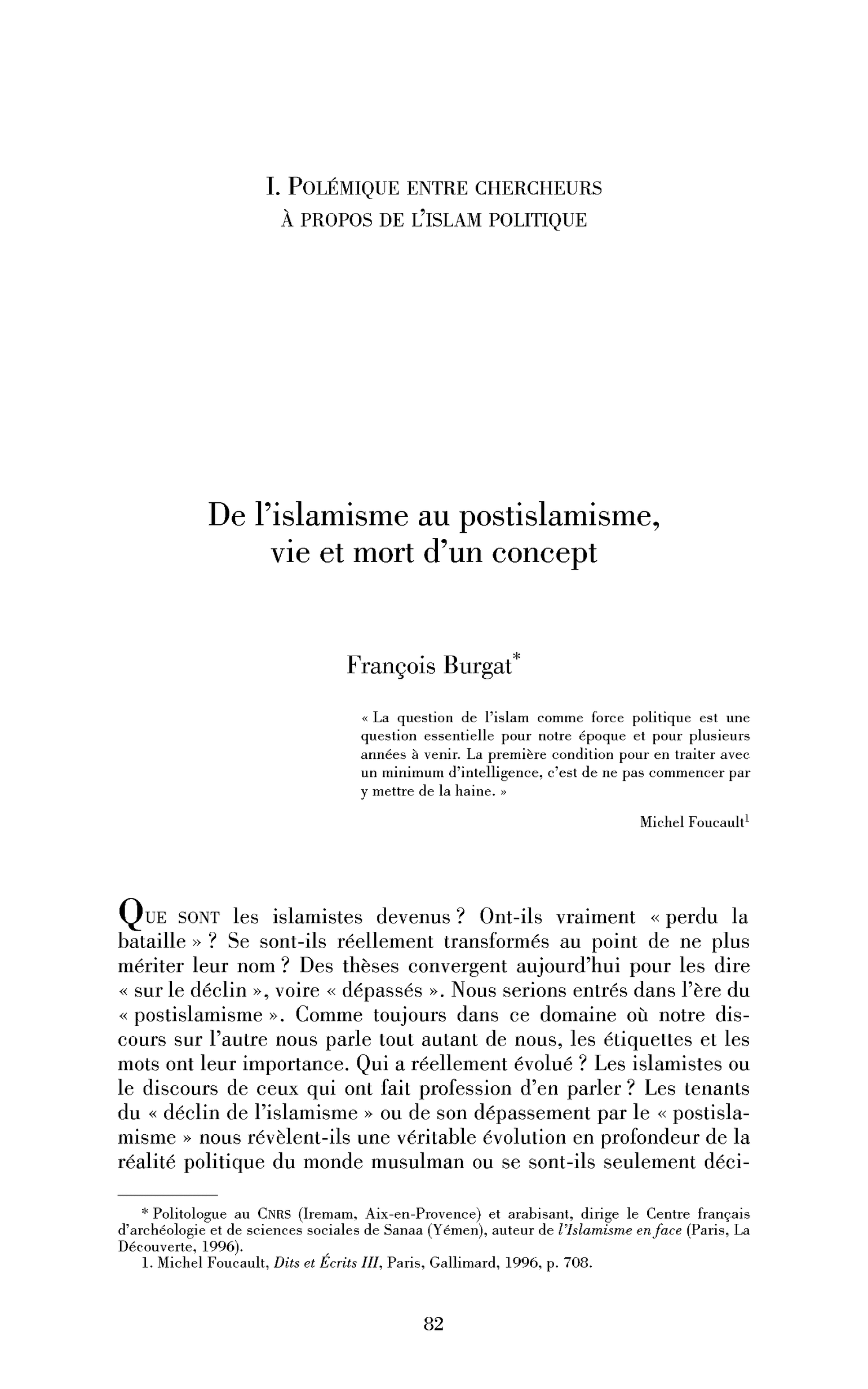 De l’islamisme au postislamisme, vie et mort d’un concept