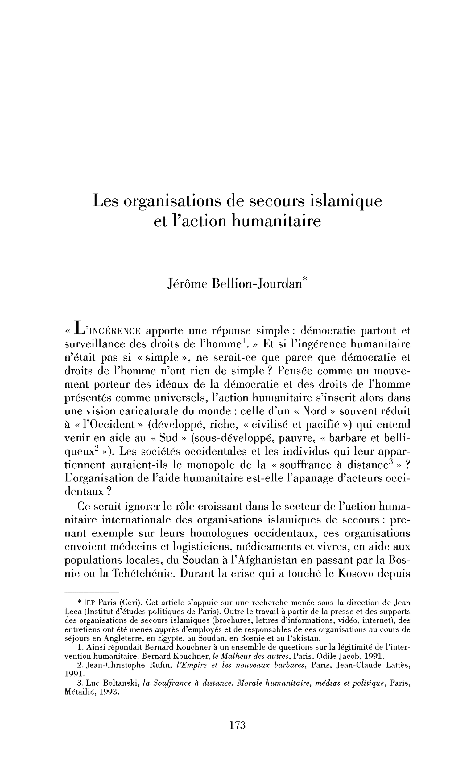 Les organisations de secours islamique et l’action humanitaire