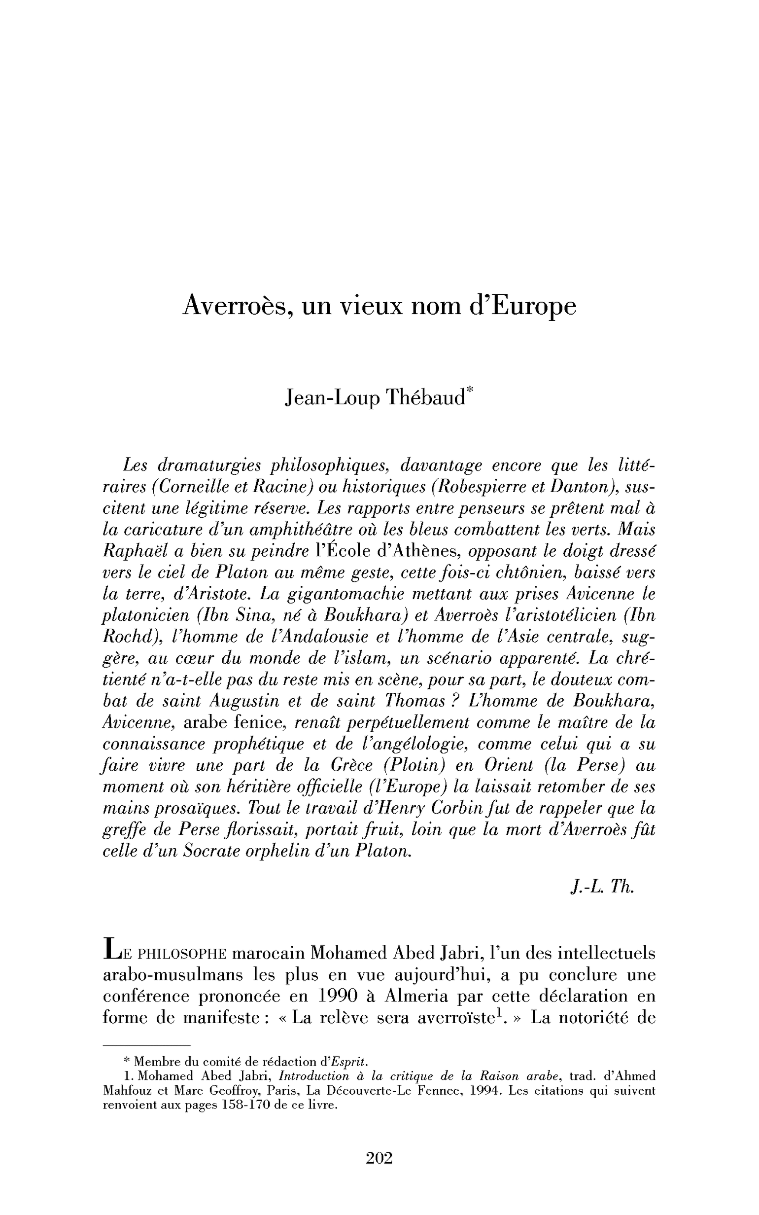 Averroès, un vieux nom d’Europe
