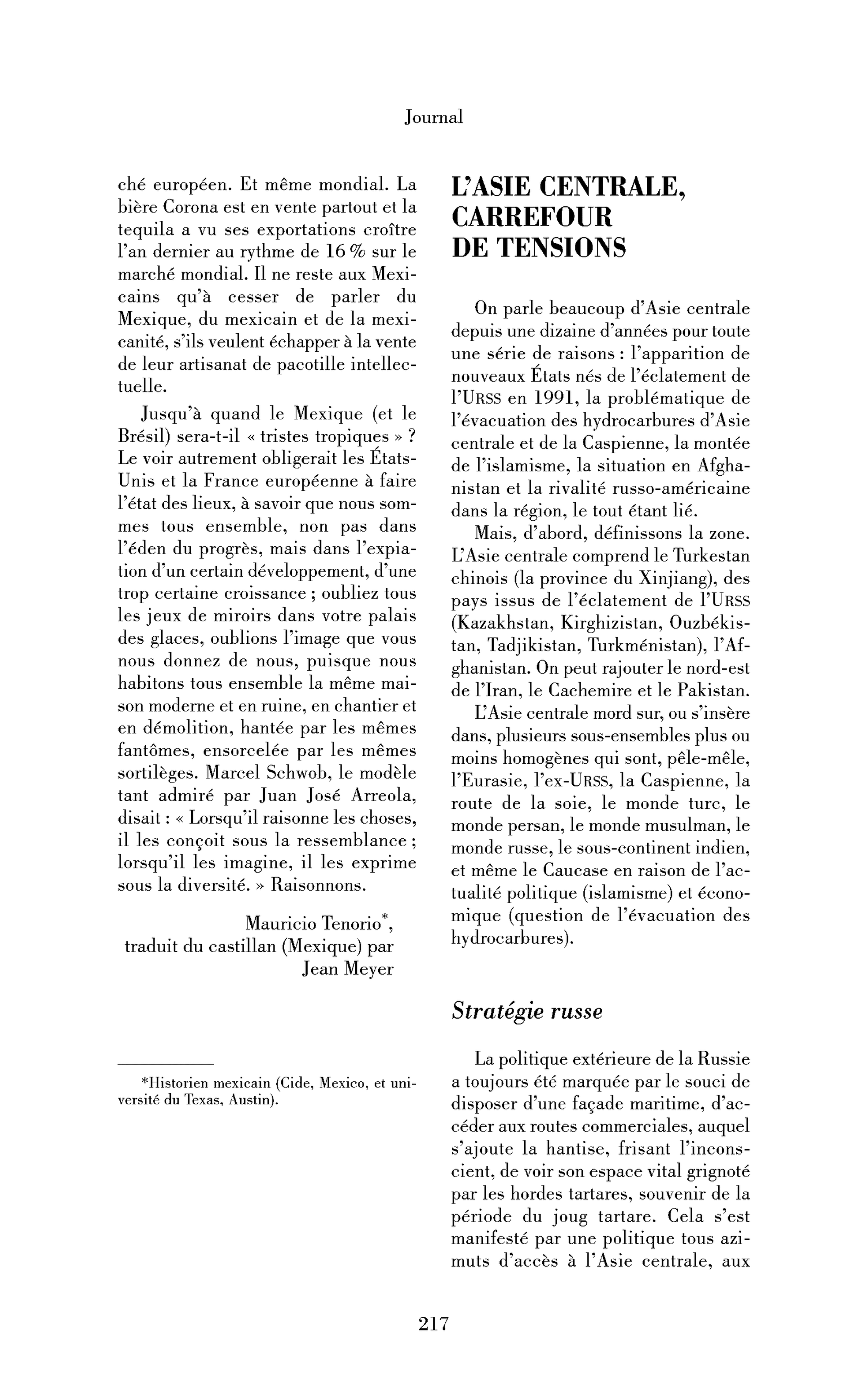L’Asie centrale, carrefour de tensions