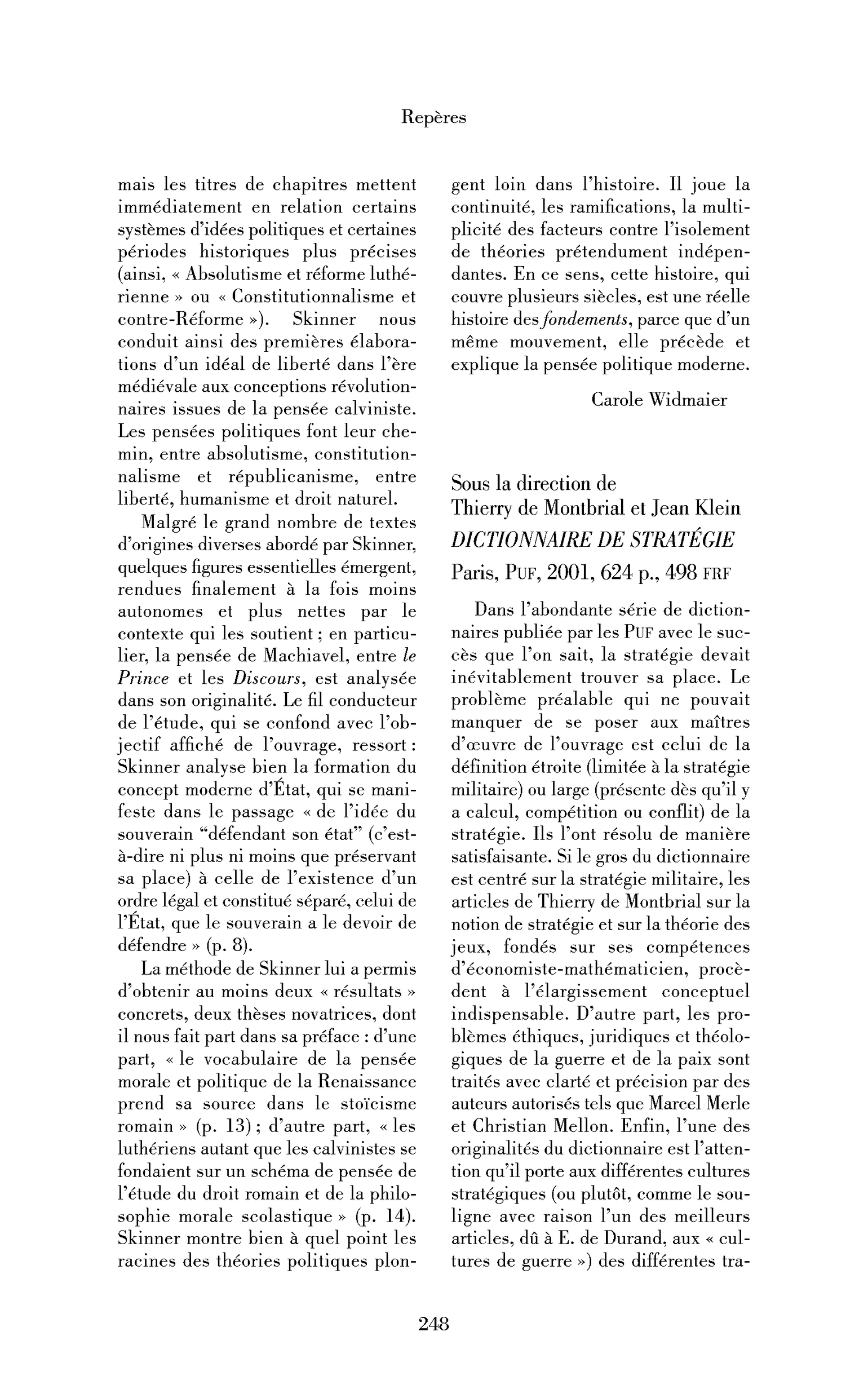 Thierry de Montbrial et Jean Klein (sous la dir. de) : Dictionnaire de stratégie