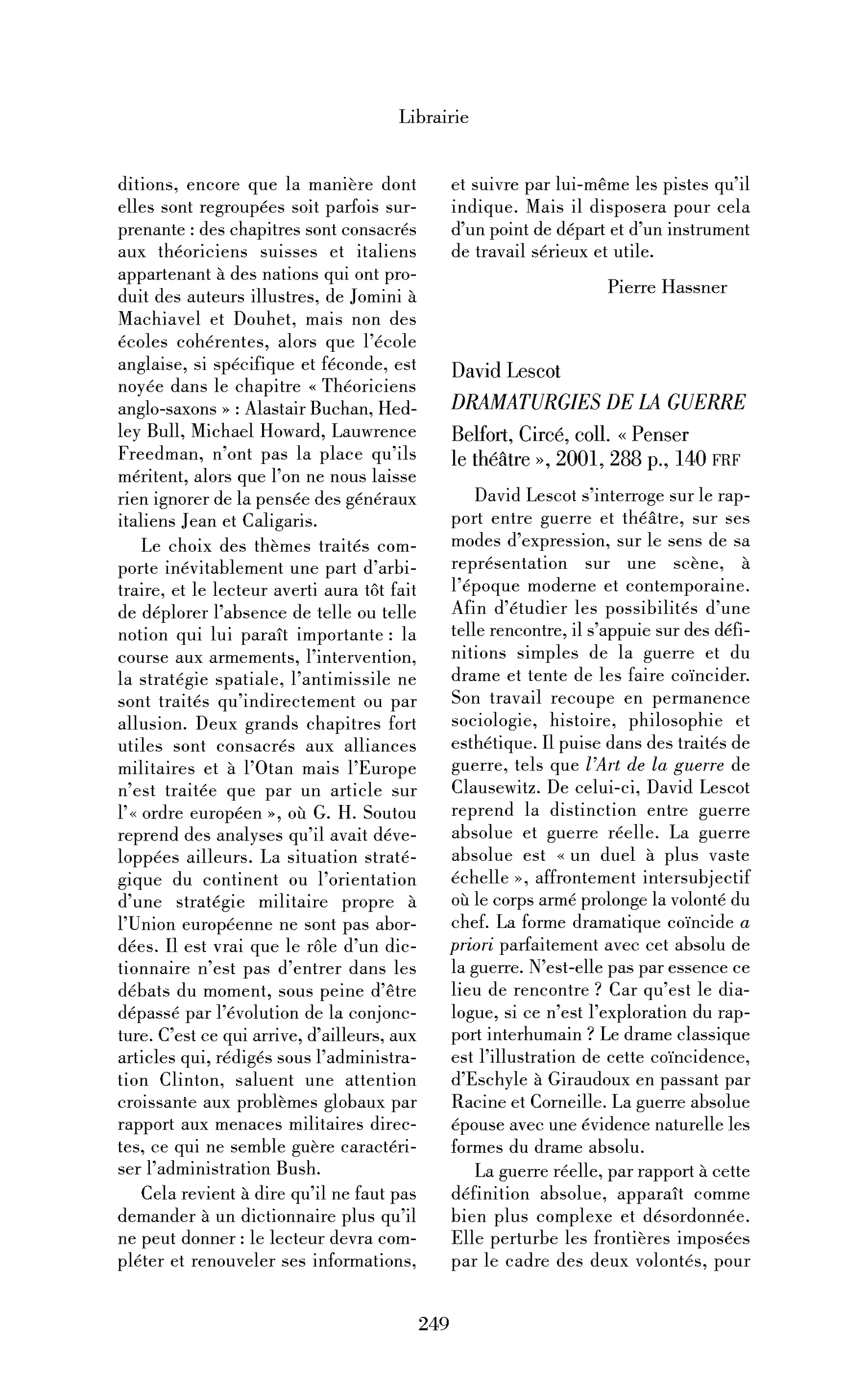 David Lescot : Dramaturgies de la guerre