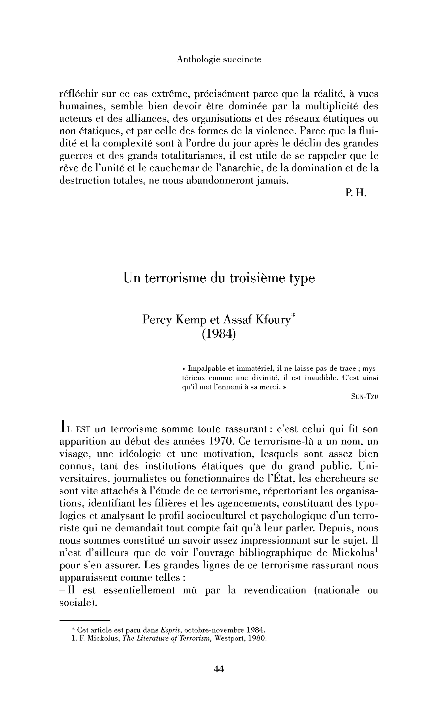Un terrorisme de troisième type