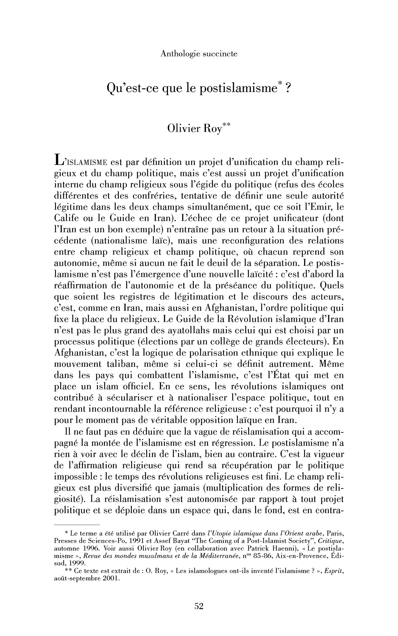 Qu’est-ce que le postislamisme?