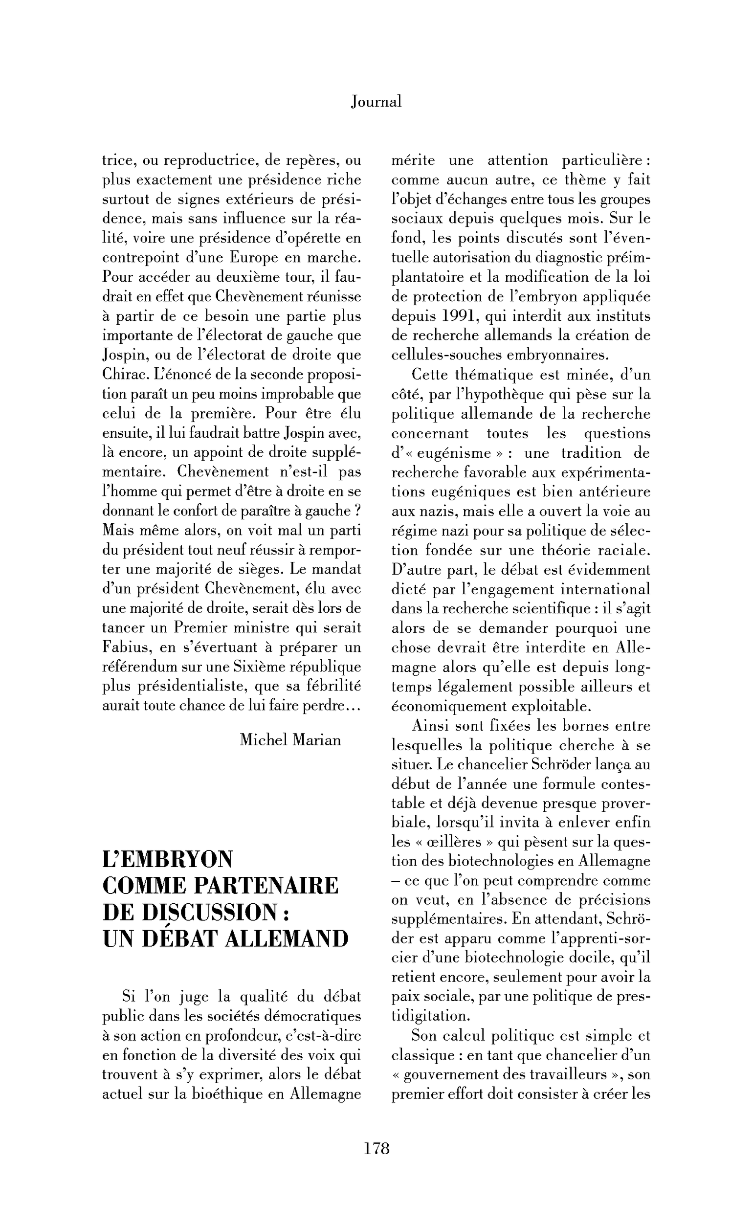 L’embryon comme partenaire de discussion : un débat allemand