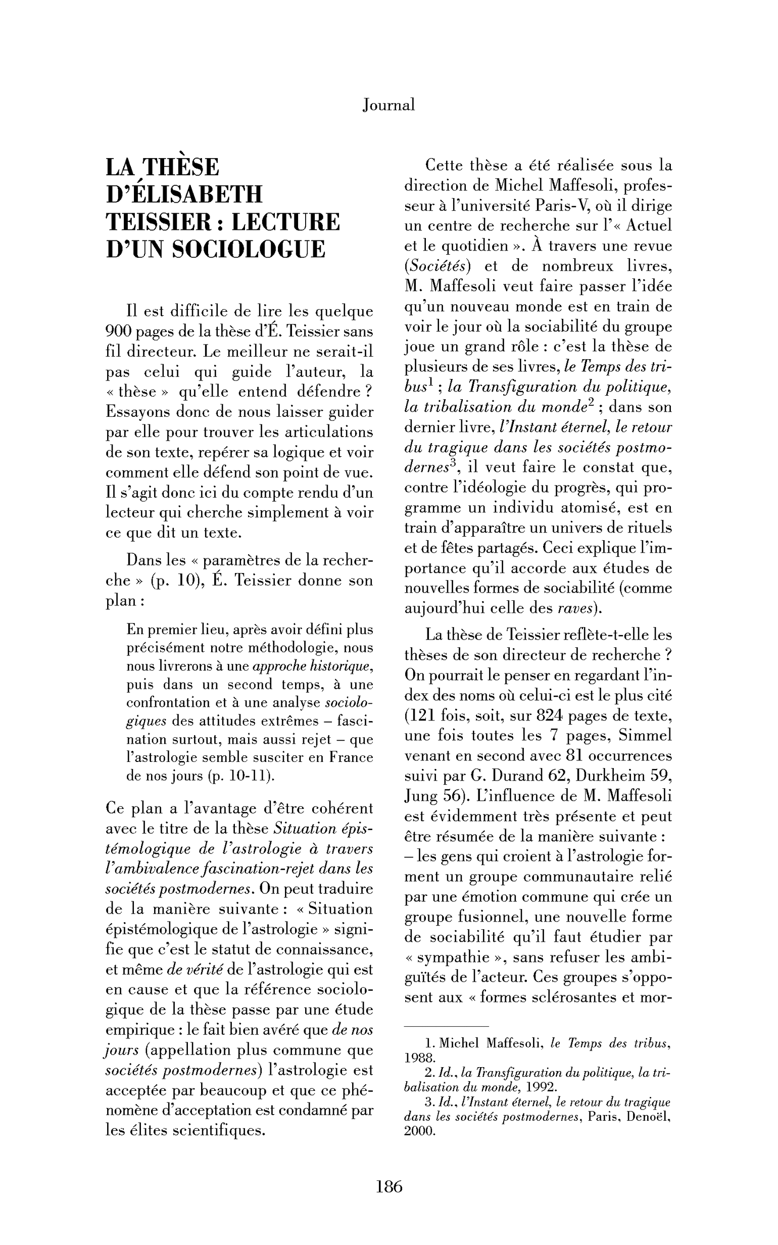 La thèse d’Élisabeth Teissier : lecture d’un sociologue