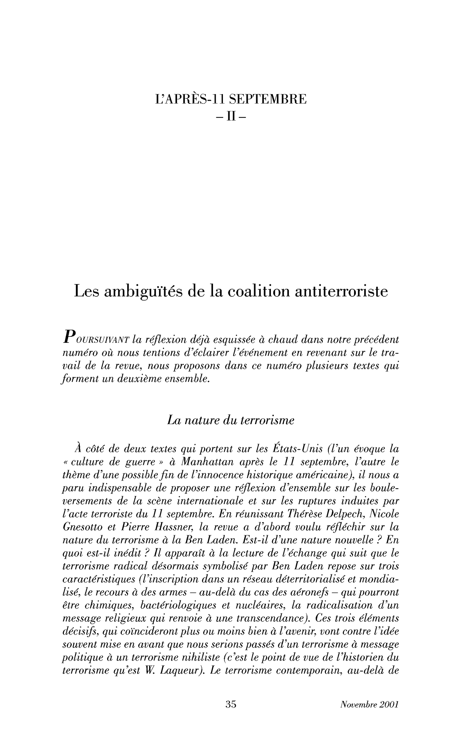 Les ambiguïtés de la coalition antiterroriste
