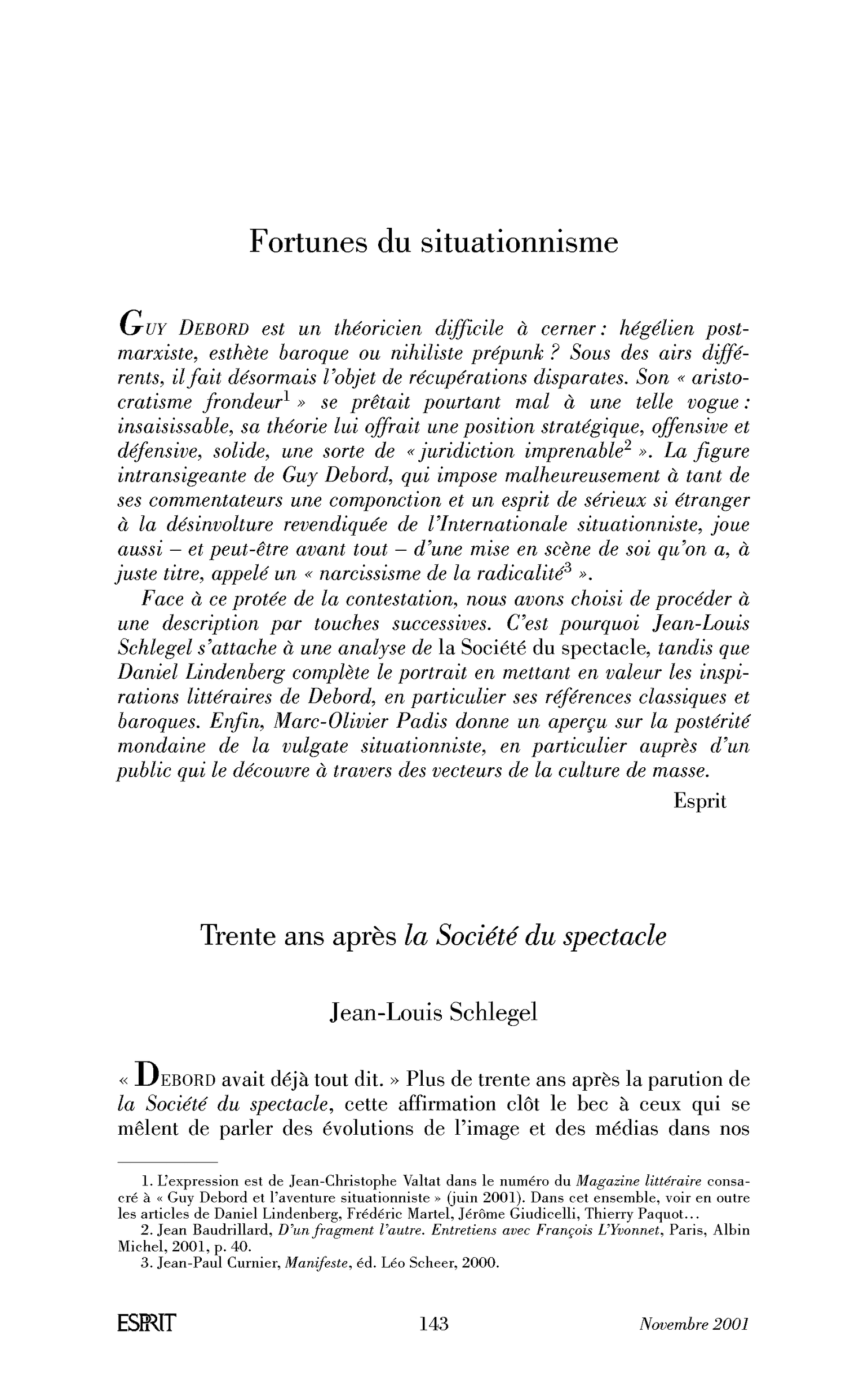 Fortunes du situationnisme