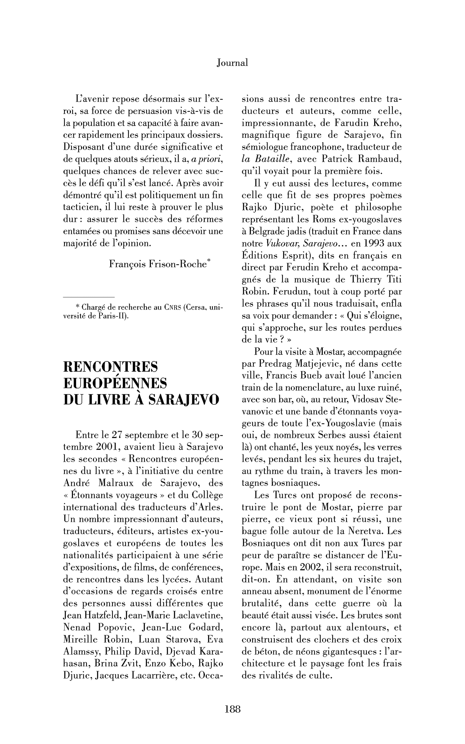 Rencontres européennes du livre à Sarajevo
