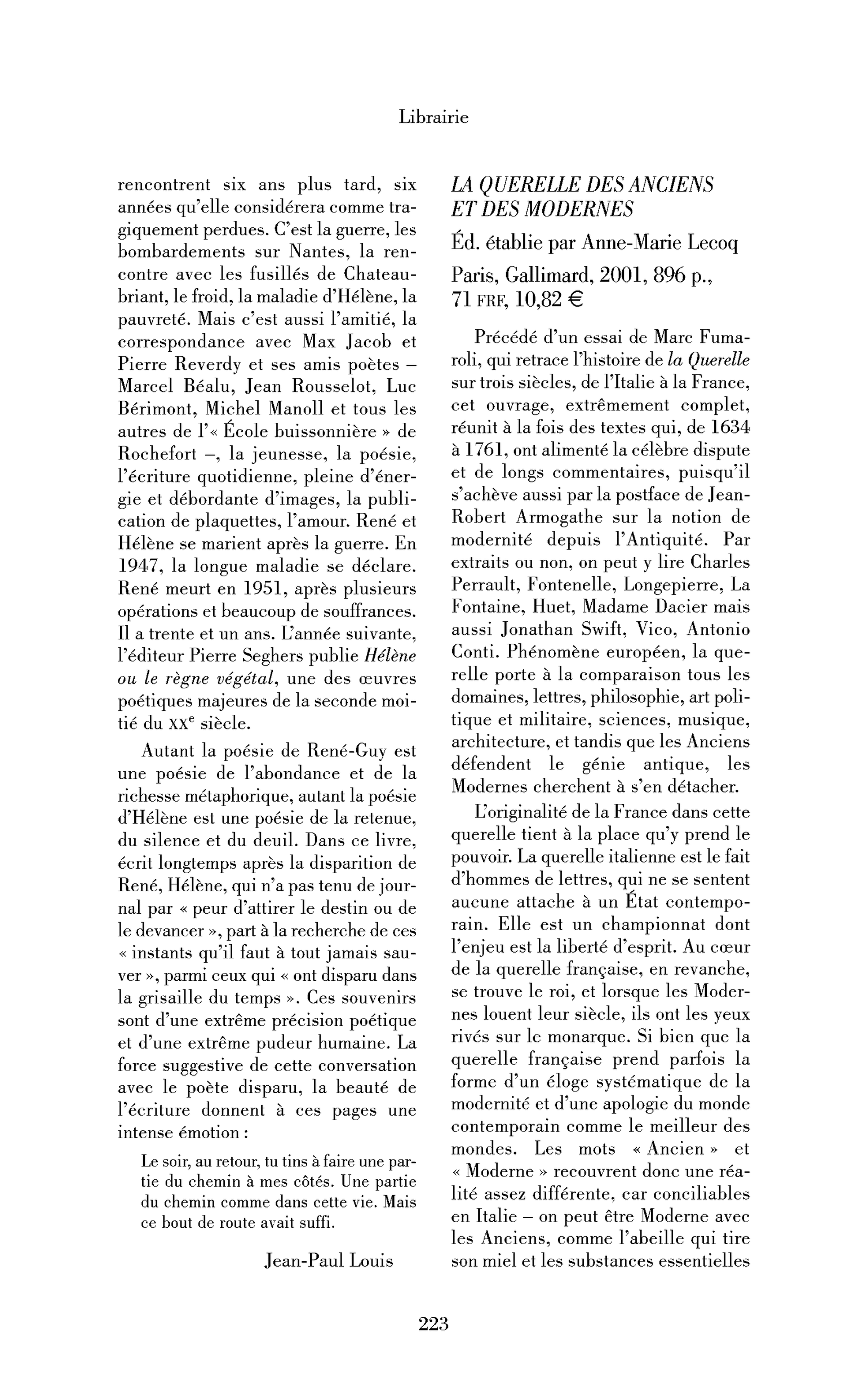 La Querelle des Anciens et des modernes (A. M. Lecoq, éd.)