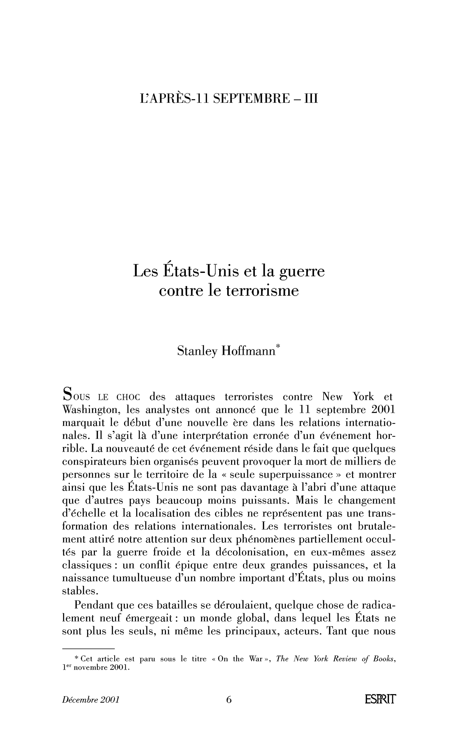 Les États-Unis et la guerre contre le terrorisme