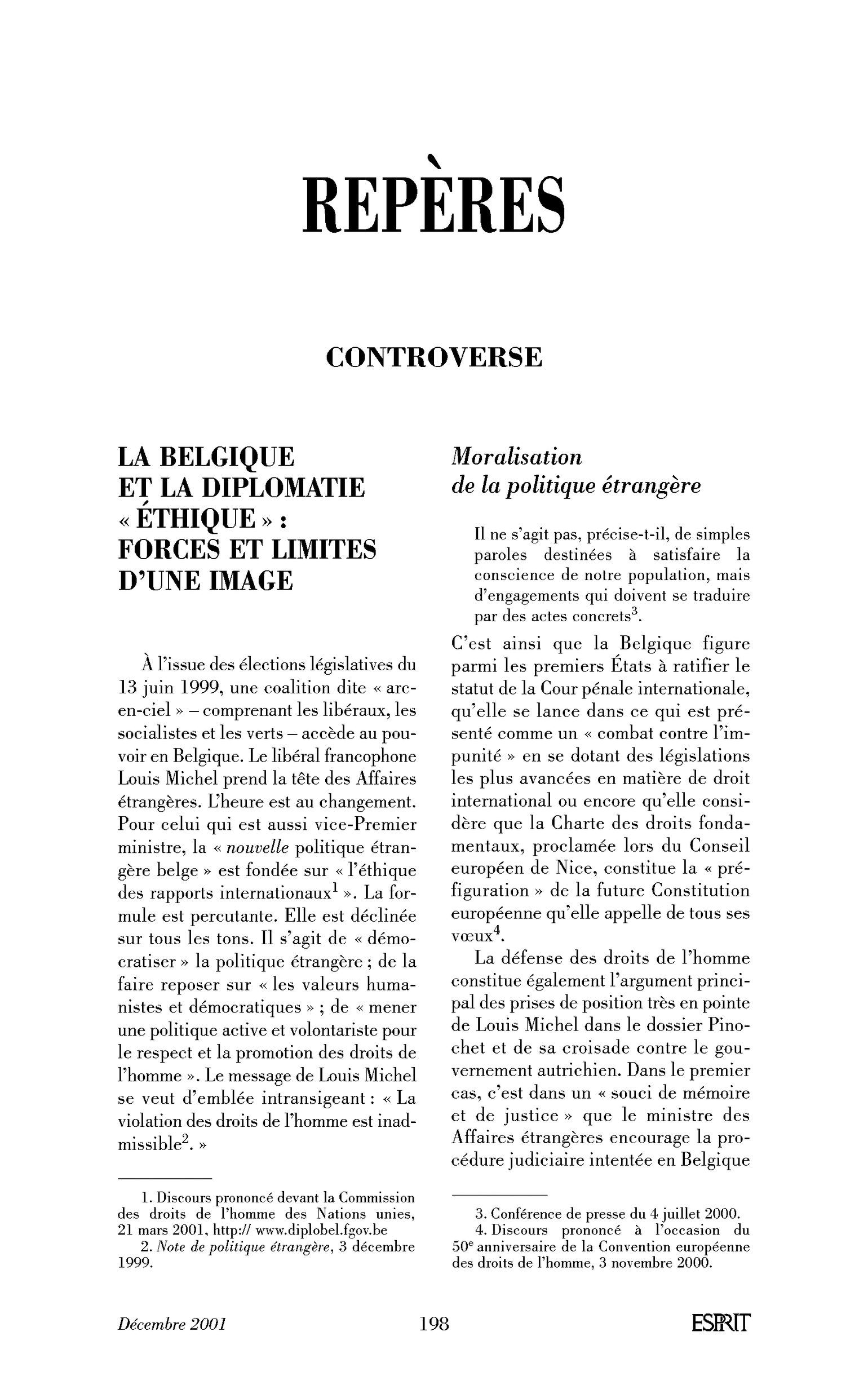« La Belgique et la diplomatie »« éthique « «  : forces et limites d’une image« 