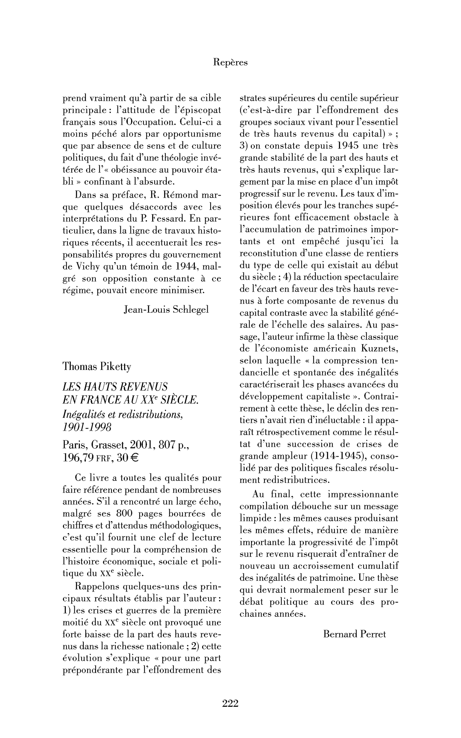 Thomas Piketty : les Hauts Revenus en France au vingtième siècle