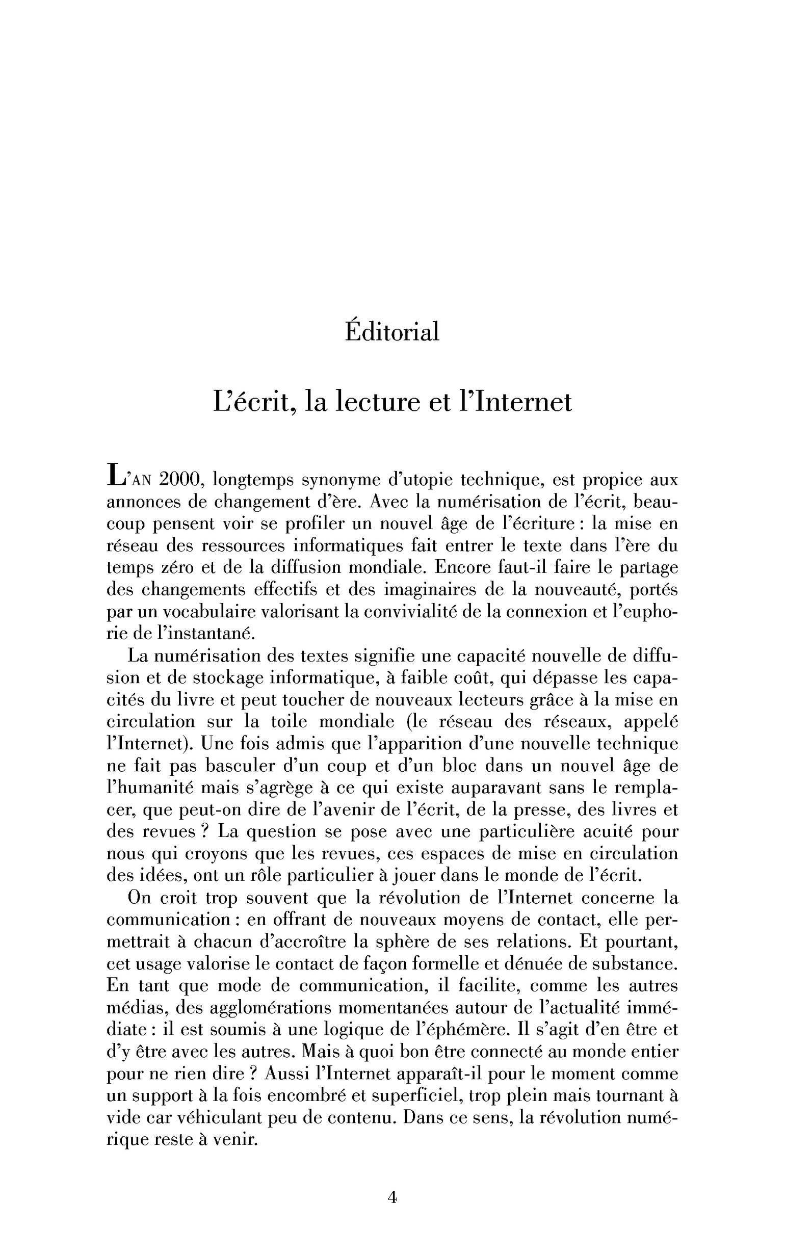L’écrit, la lecture et l’Internet