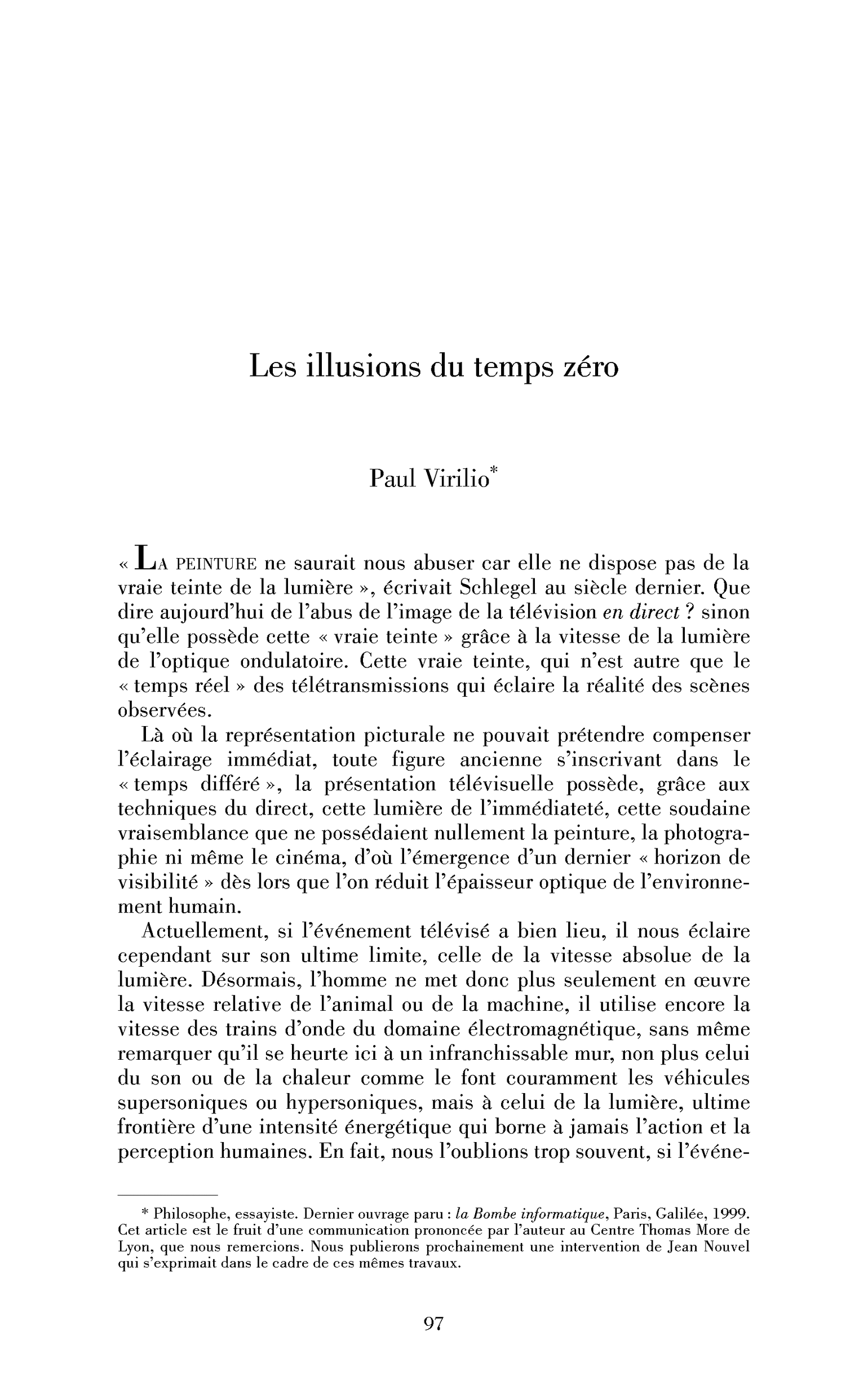 Les illusions du temps zéro
