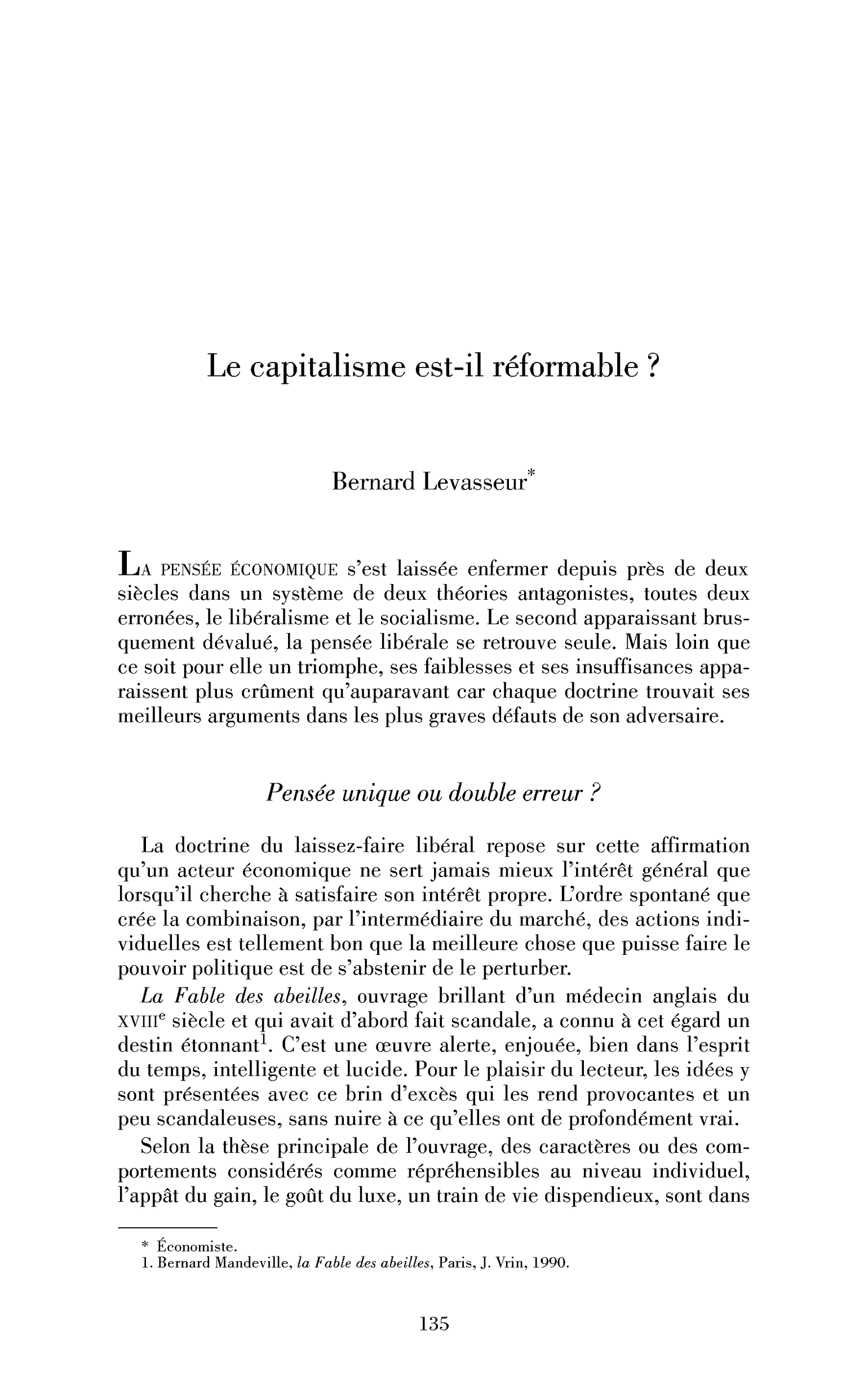 Le capitalisme est-il réformable?