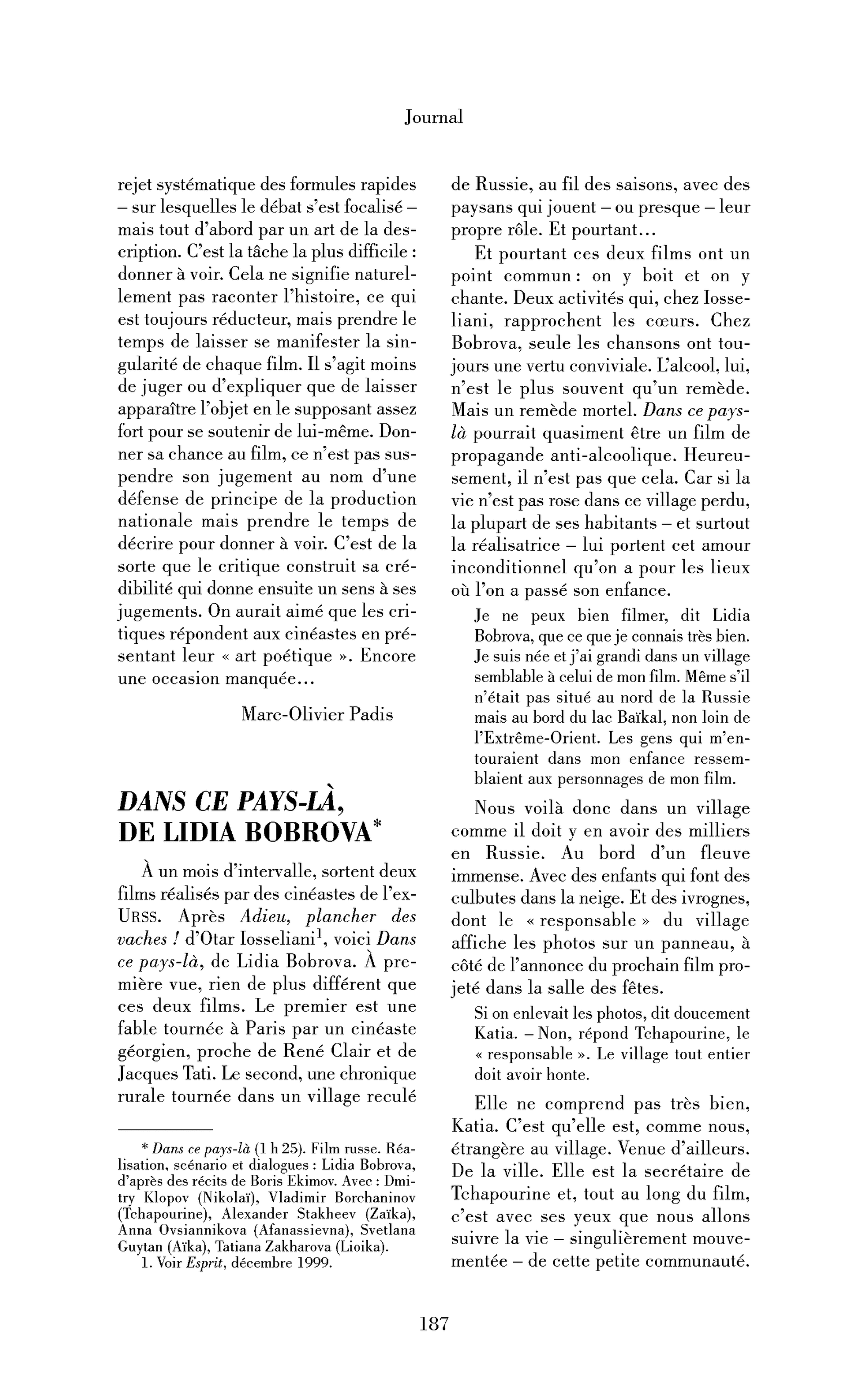 Dans ce pays-là, de Lidia Bobrova