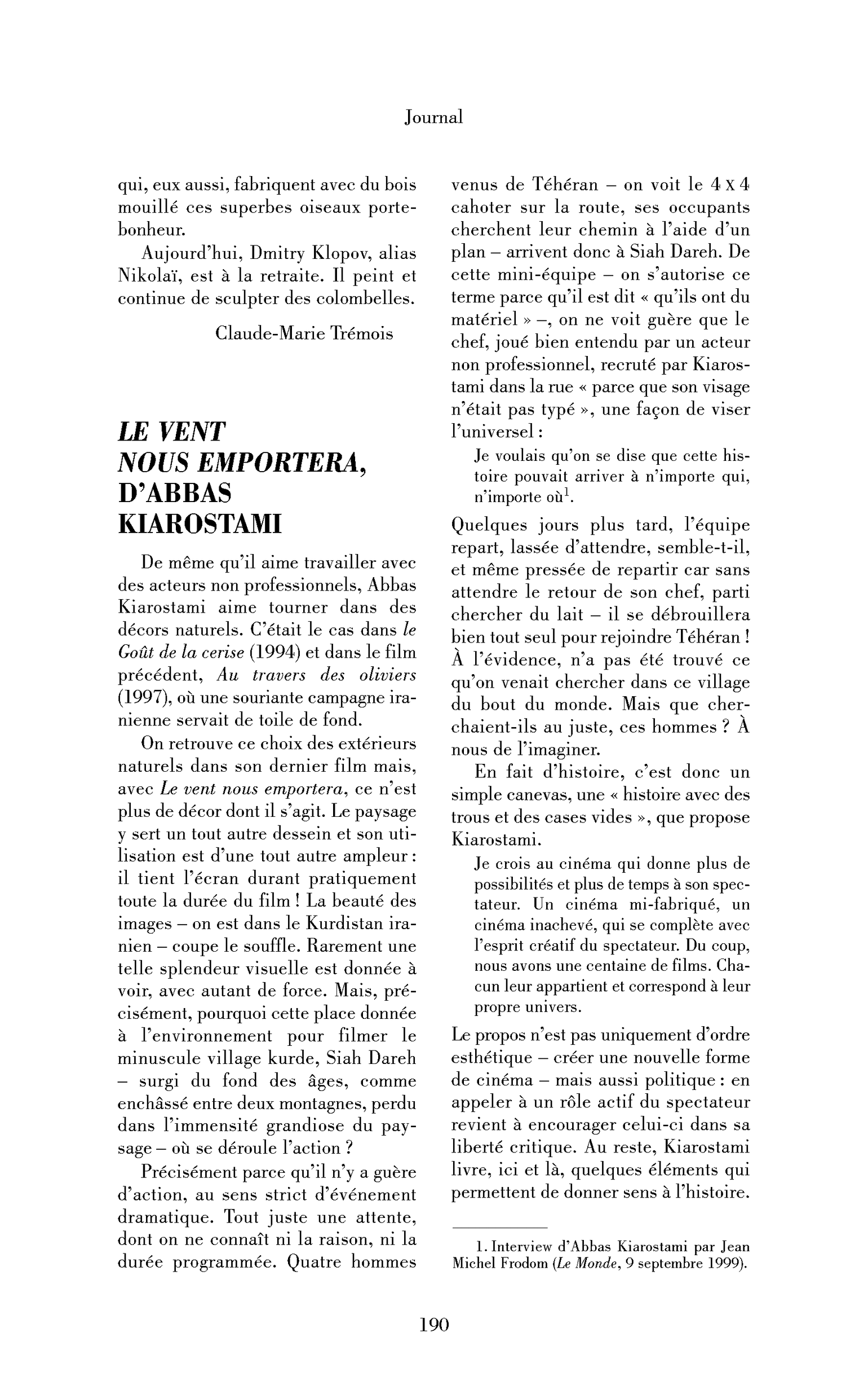 Le vent nous emportera, d’Abbas Kiarostami