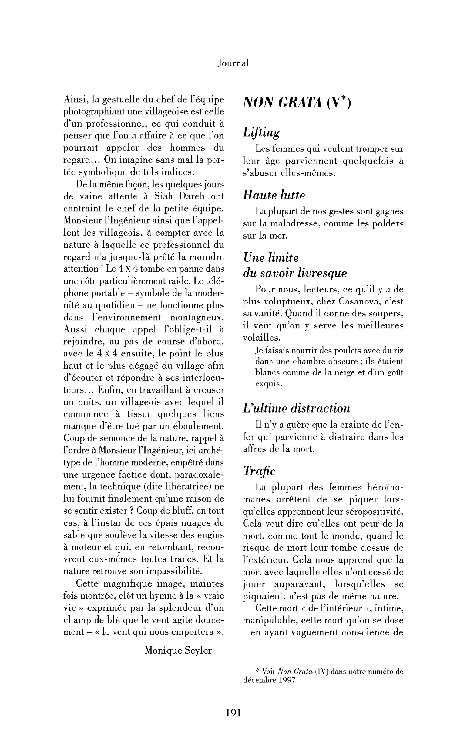 Non grata, V