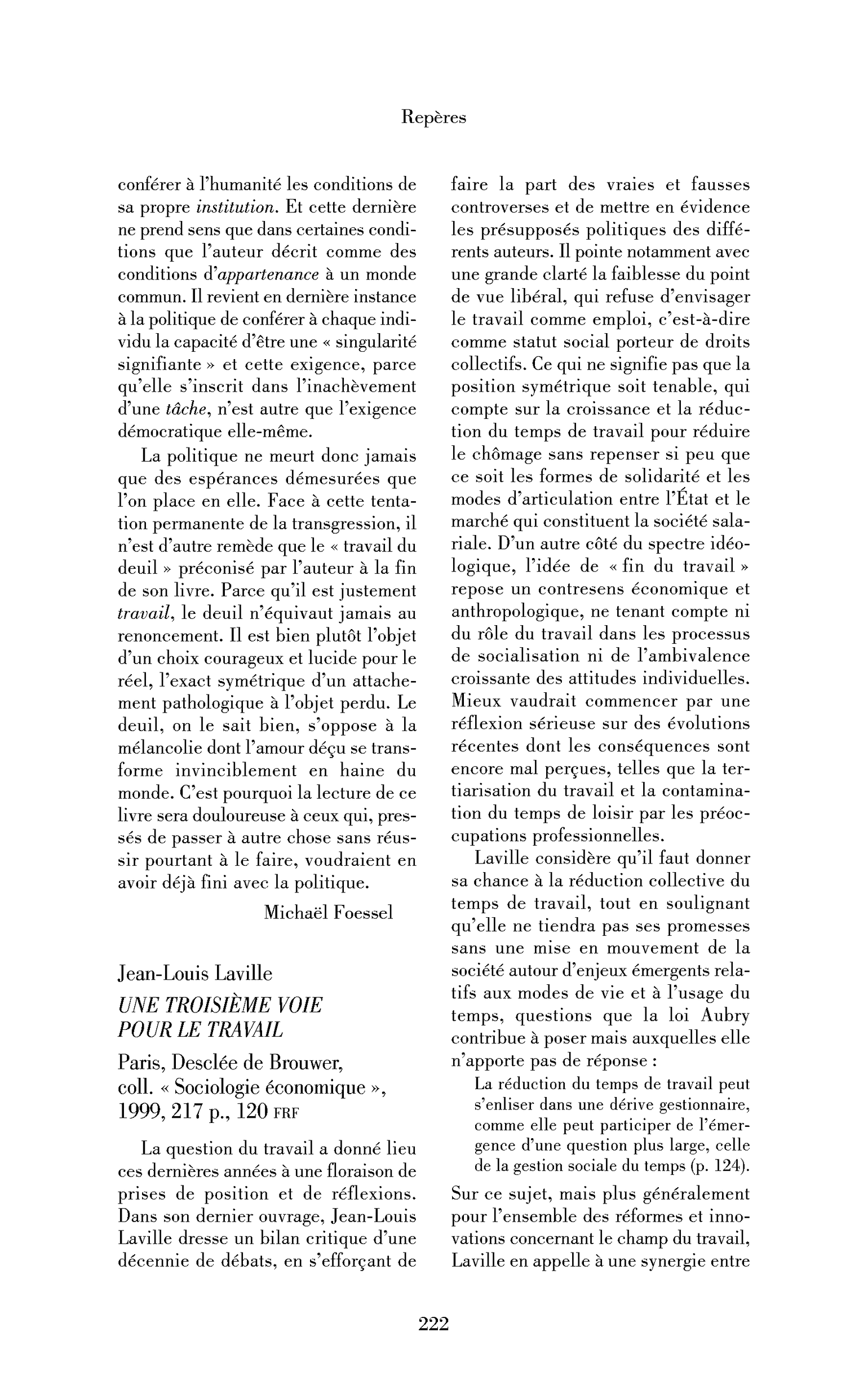 Jean-Louis Laville : Une troisième voie pour le travail