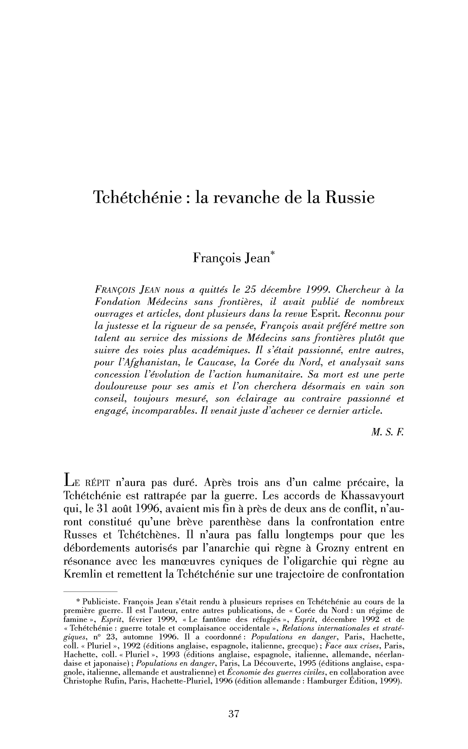 Tchétchénie : la revanche de la Russie