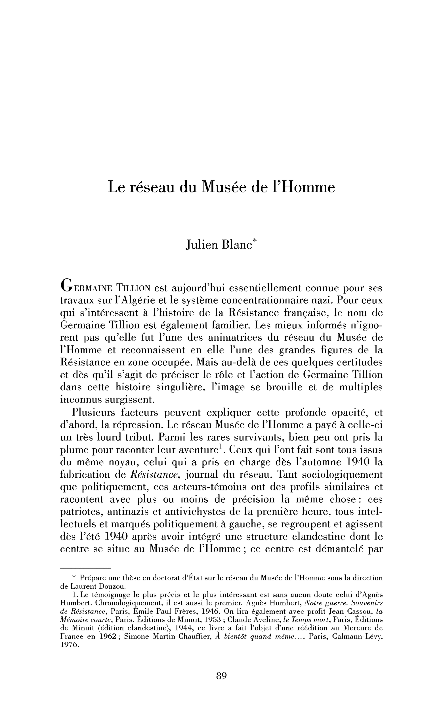 Le réseau du Musée de l’Homme
