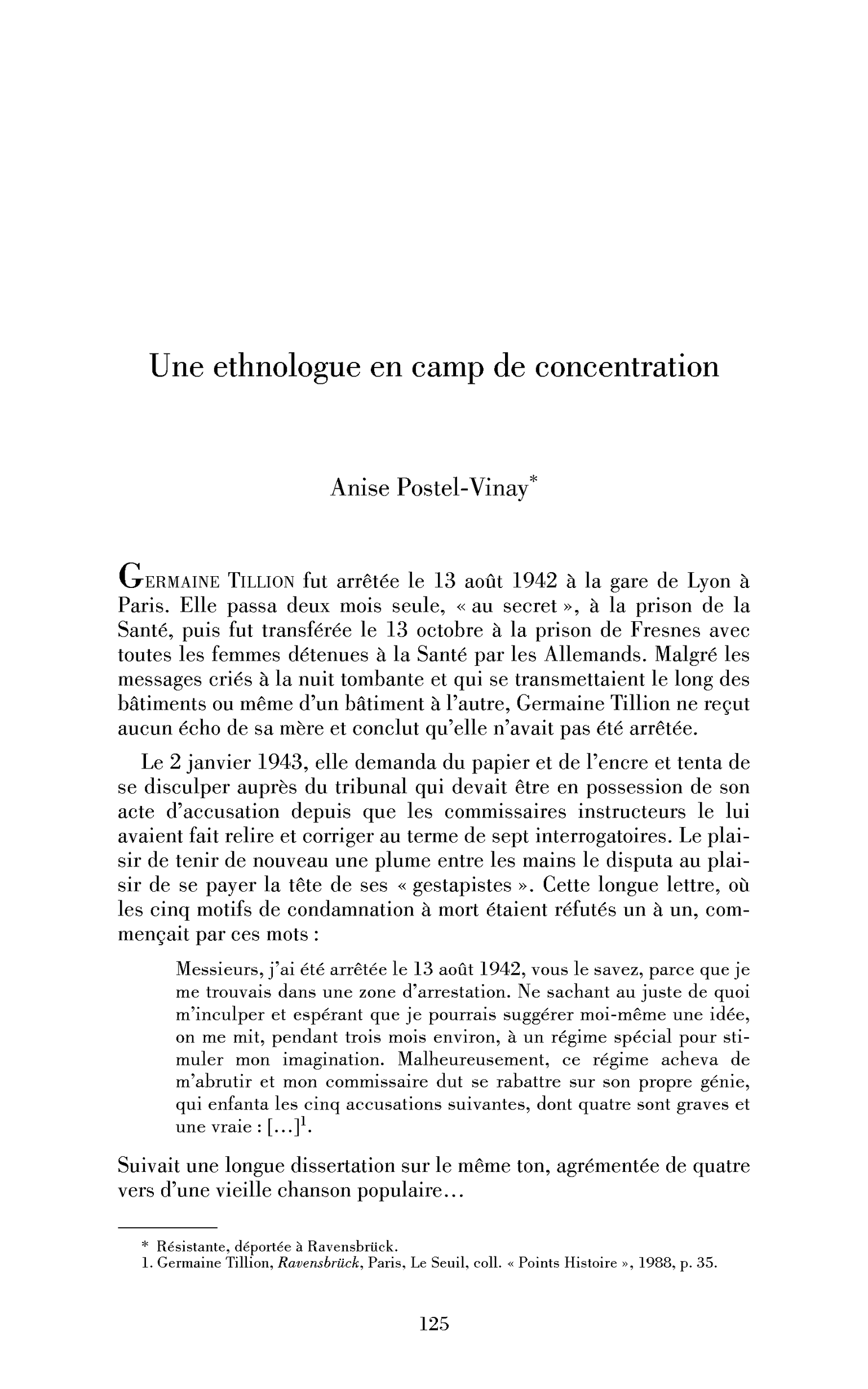 Une ethnologue en camp de concentration