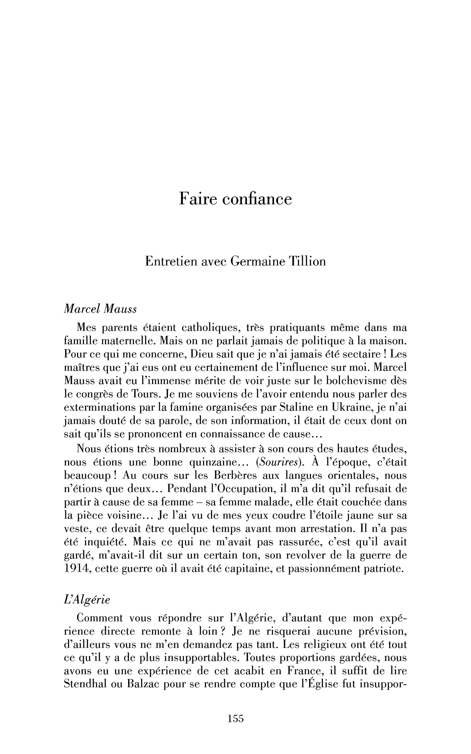 Faire confiance. (Entretien)
