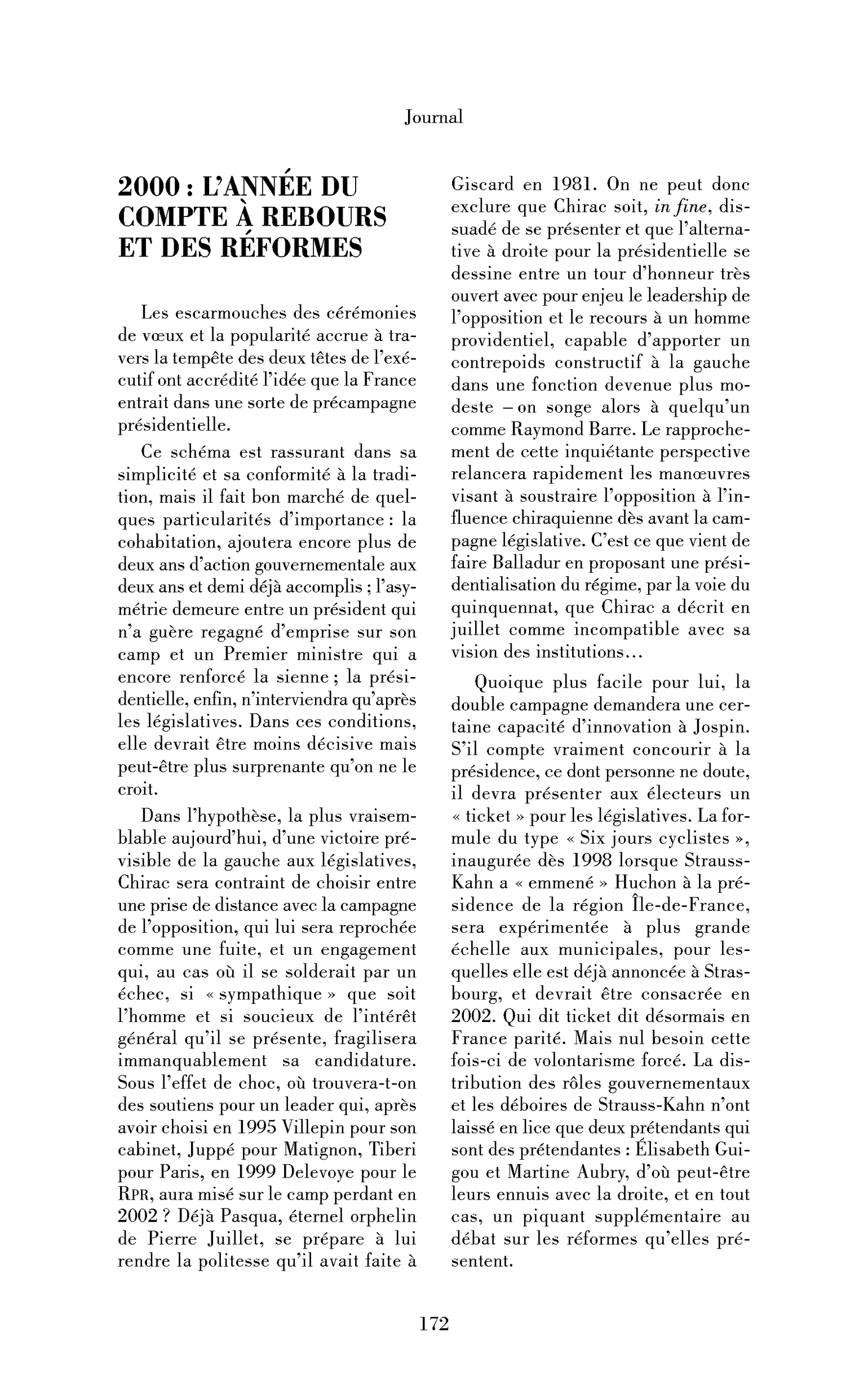 2000 : l’année du compte à rebours et des réformes