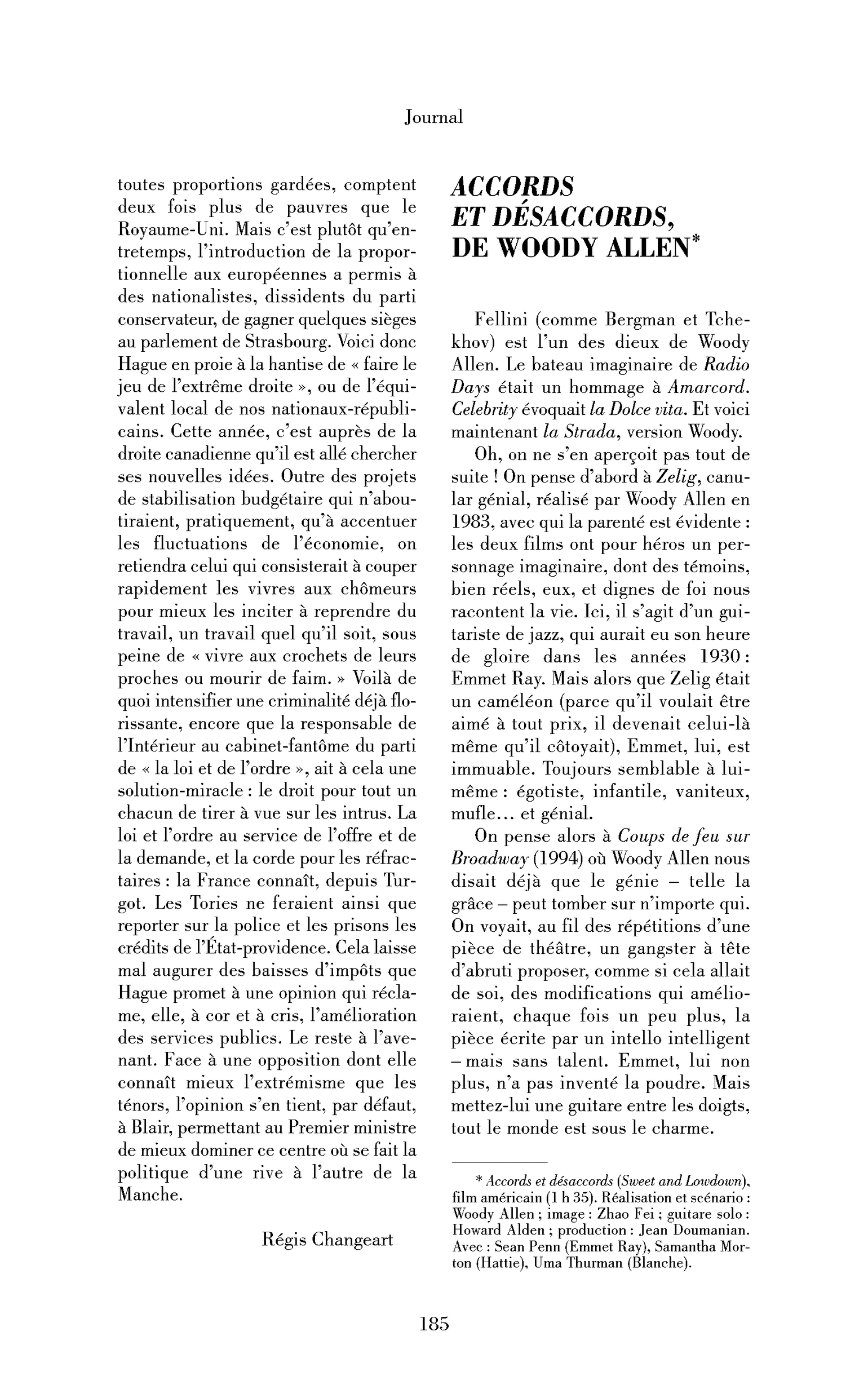 Accords et désaccords, de Woody Allen
