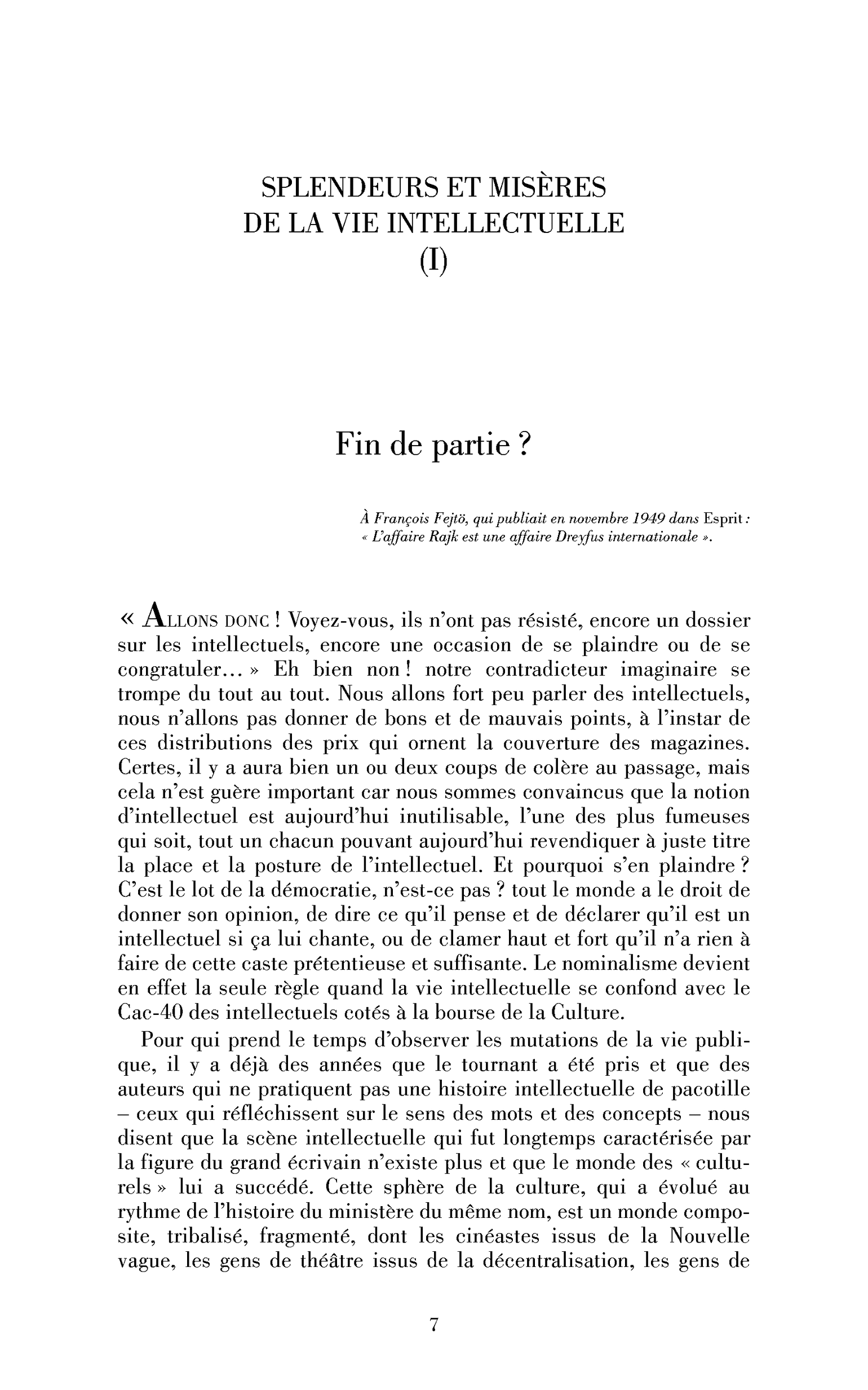 Fin de partie?