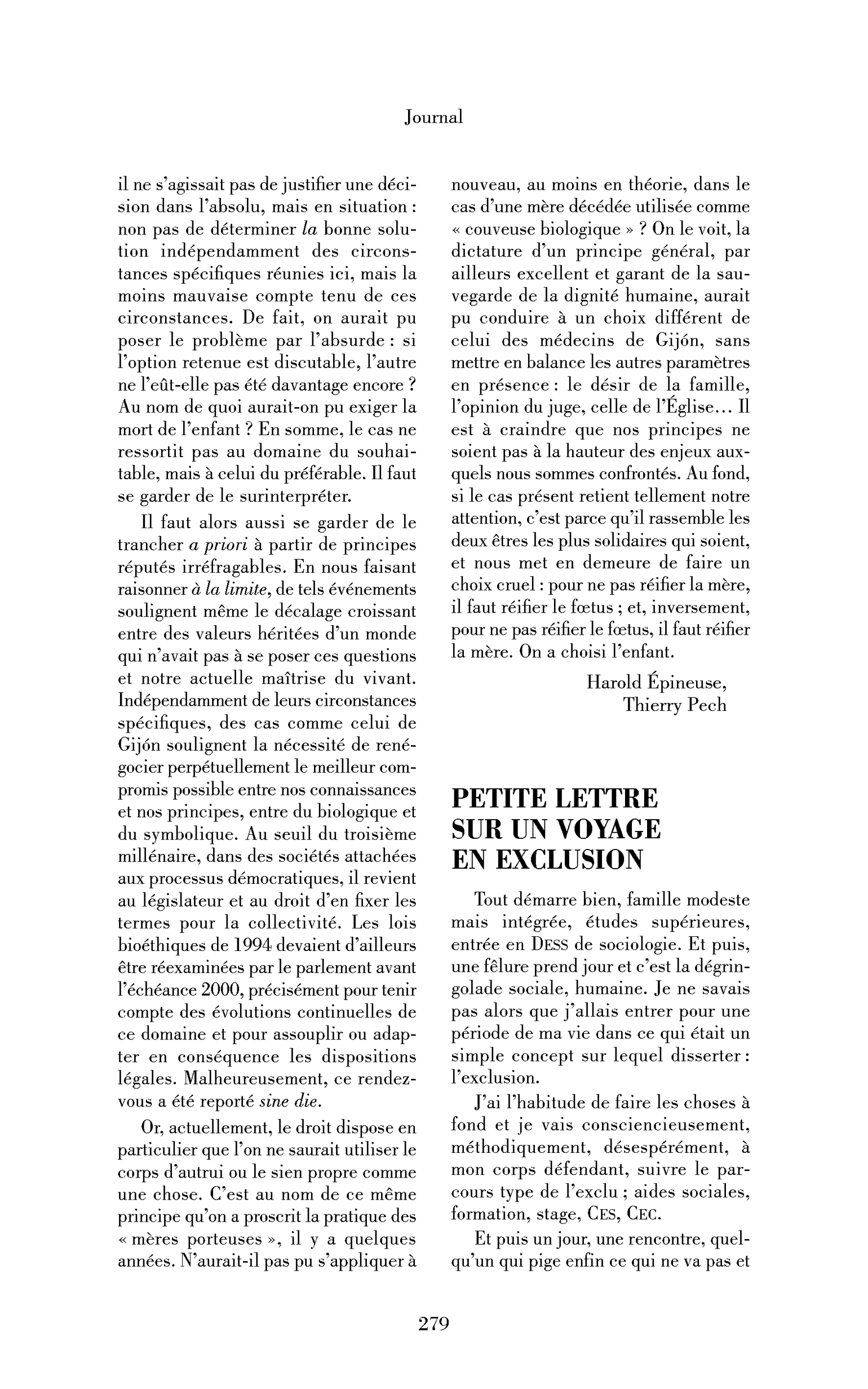 Petite lettre sur un voyage en exclusion