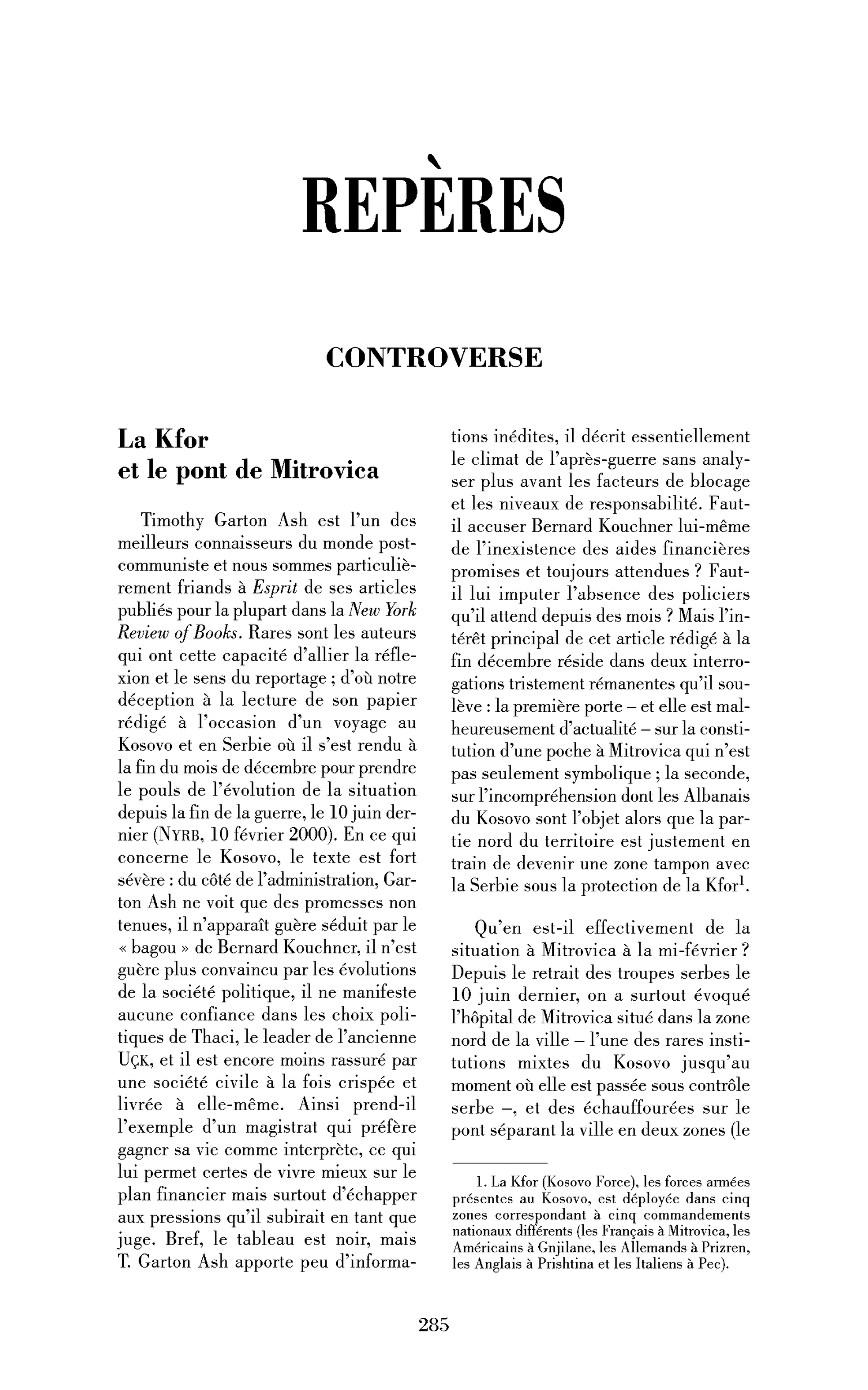 La KFOR et le pont de Mitrovica