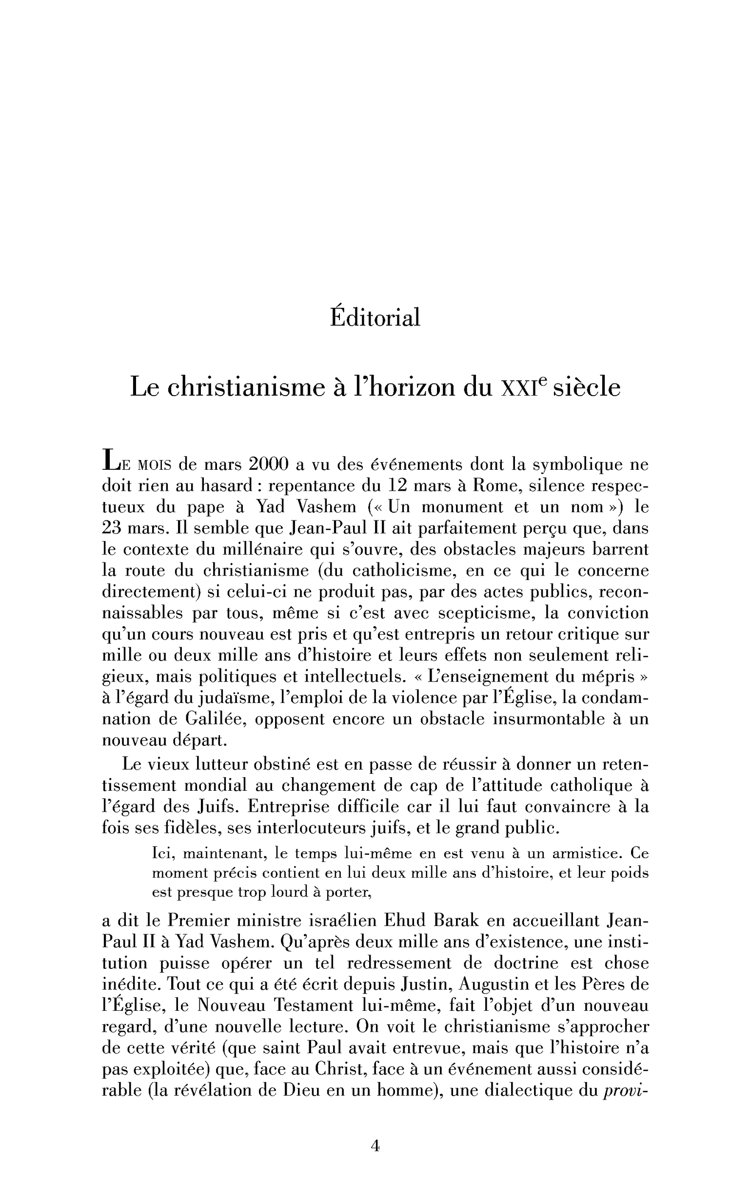 Le christianisme à l’horizon du XXIe siècle