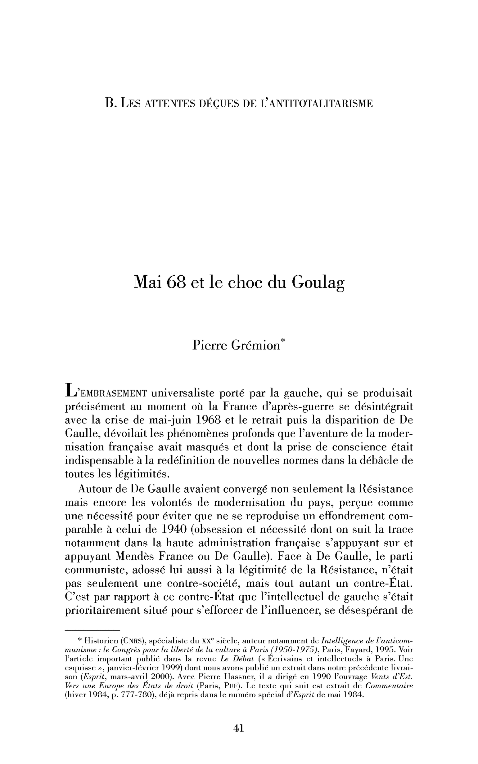 Mai 68 et le choc du Goulag