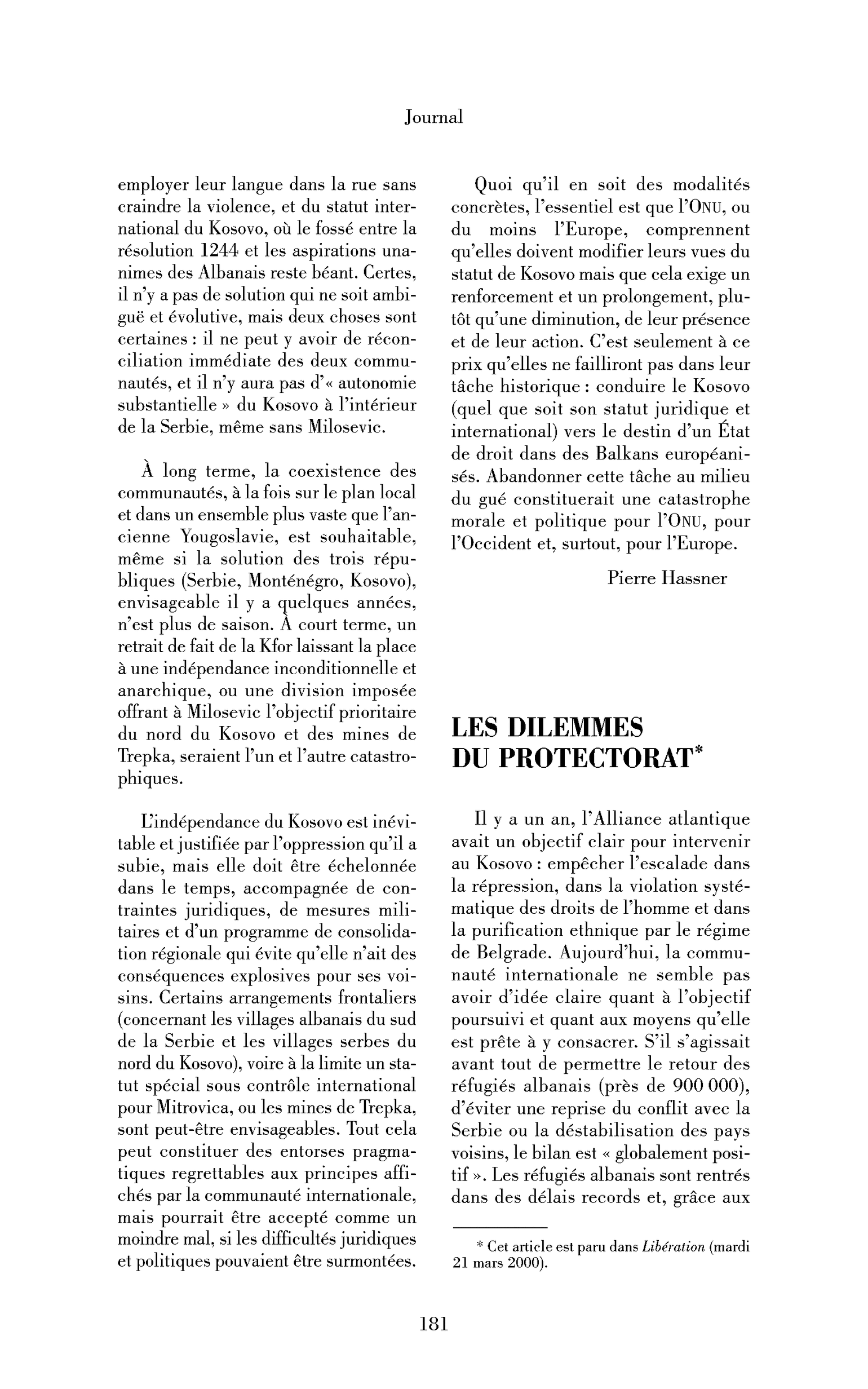 Les dilemmes du protectorat