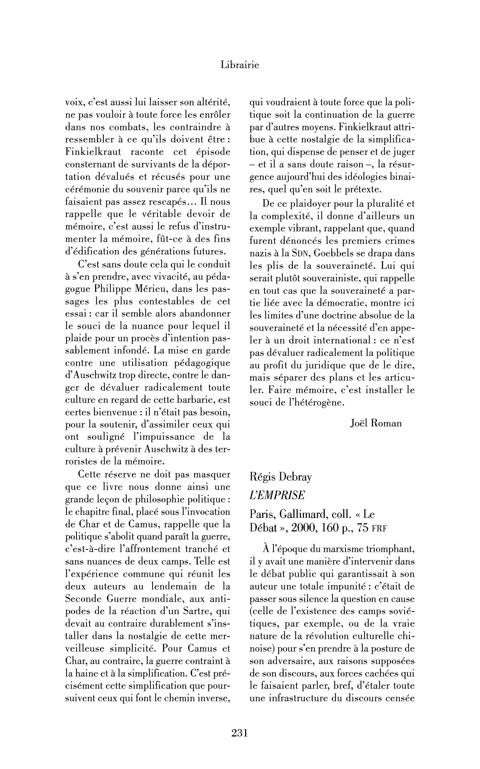 Régis Debray : l’Emprise