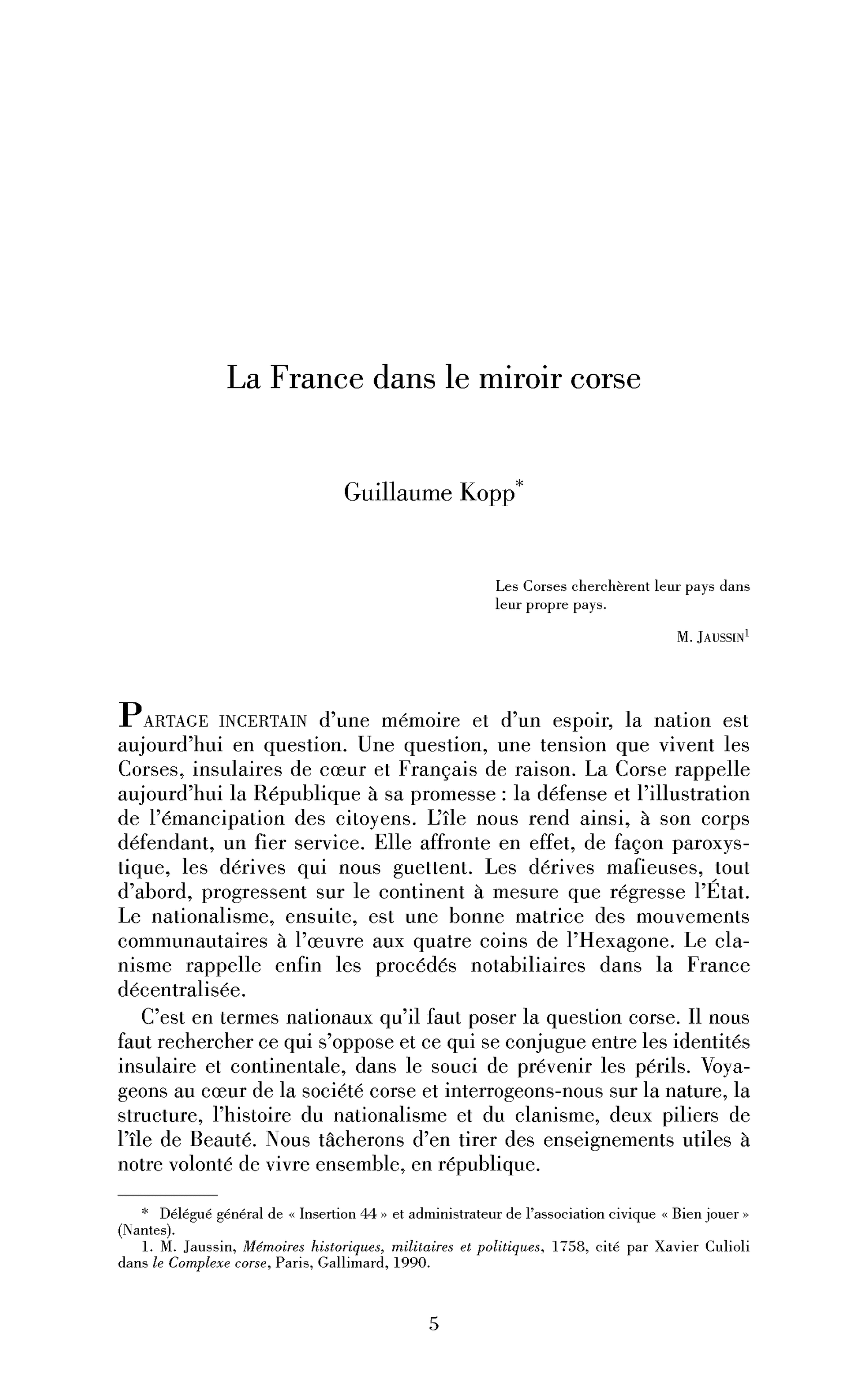 La France dans le miroir corse