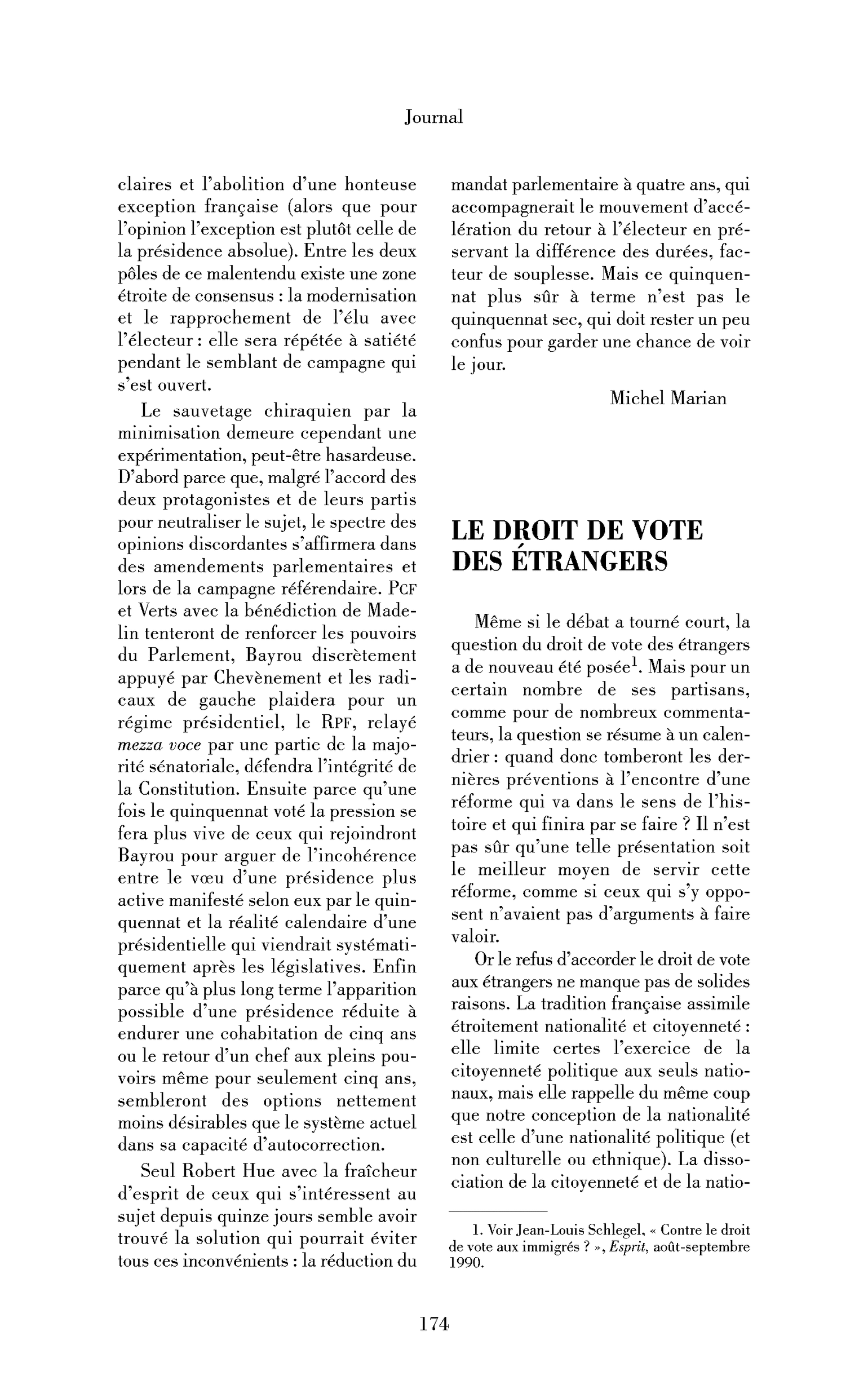 Le droit de vote des étrangers