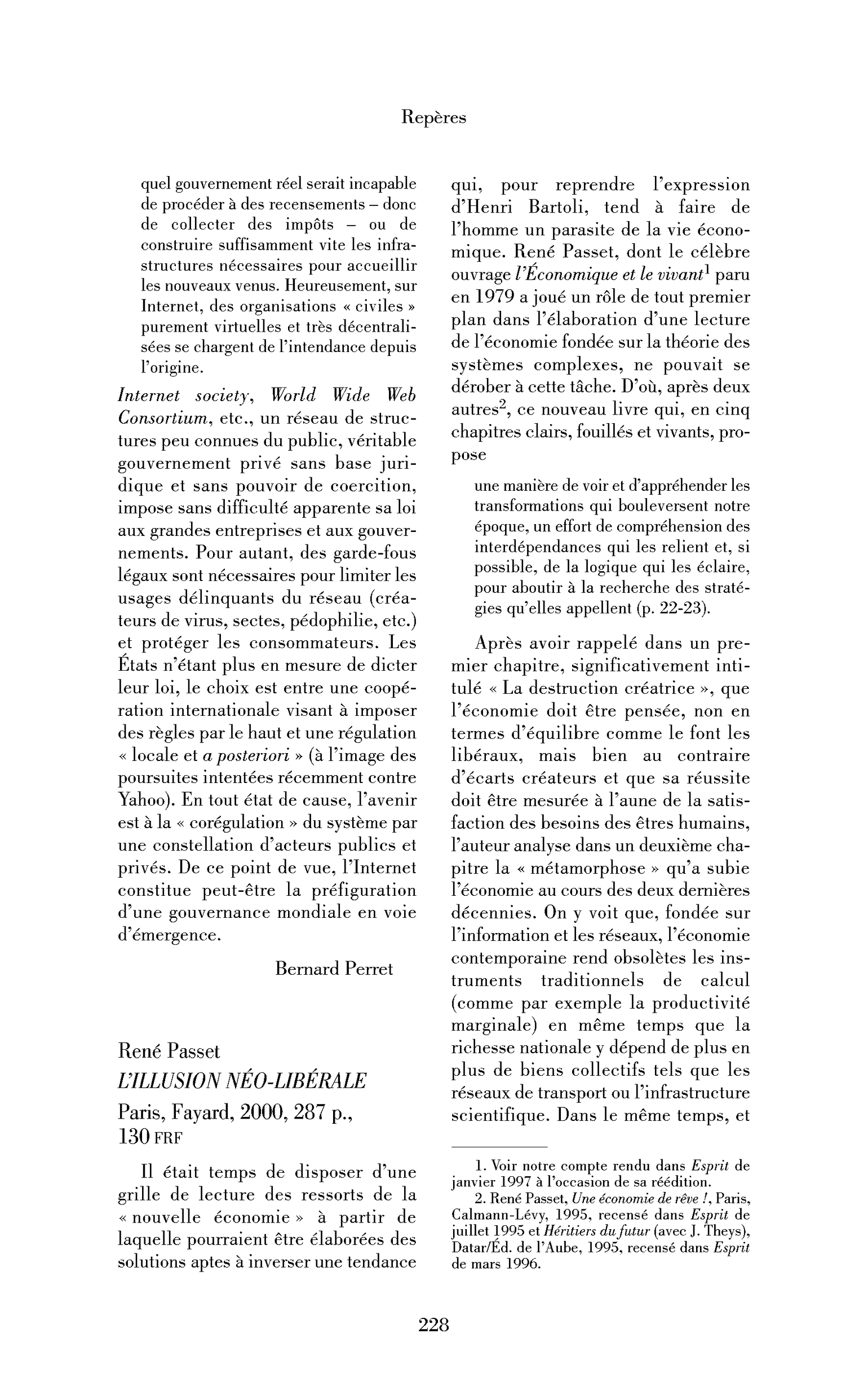 René Passet : l’Illusion néo-libérale