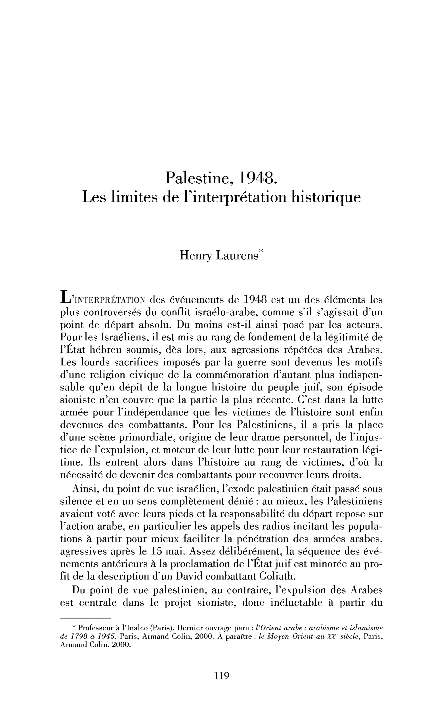 Palestine, 1948. Les limites de l’interprétation historique