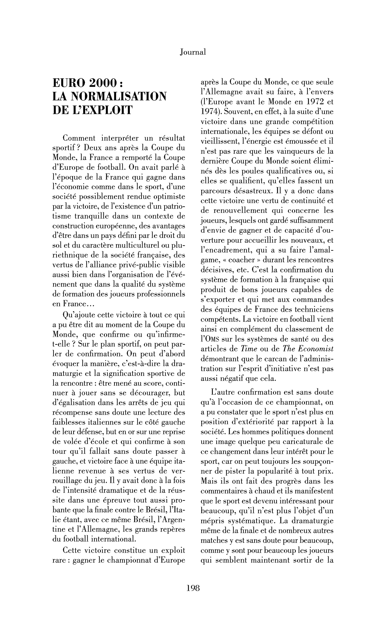 Euro 2000 : la normalisation de l’exploit
