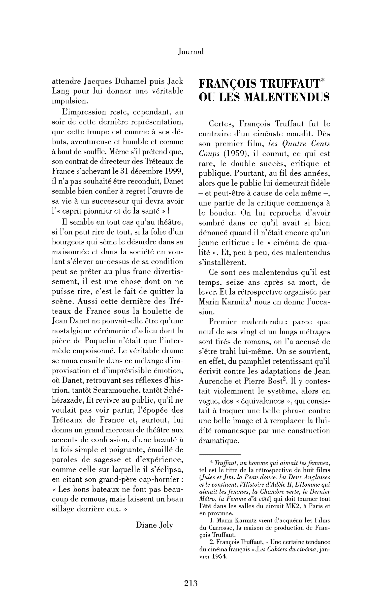 François Truffaut ou les malentendus