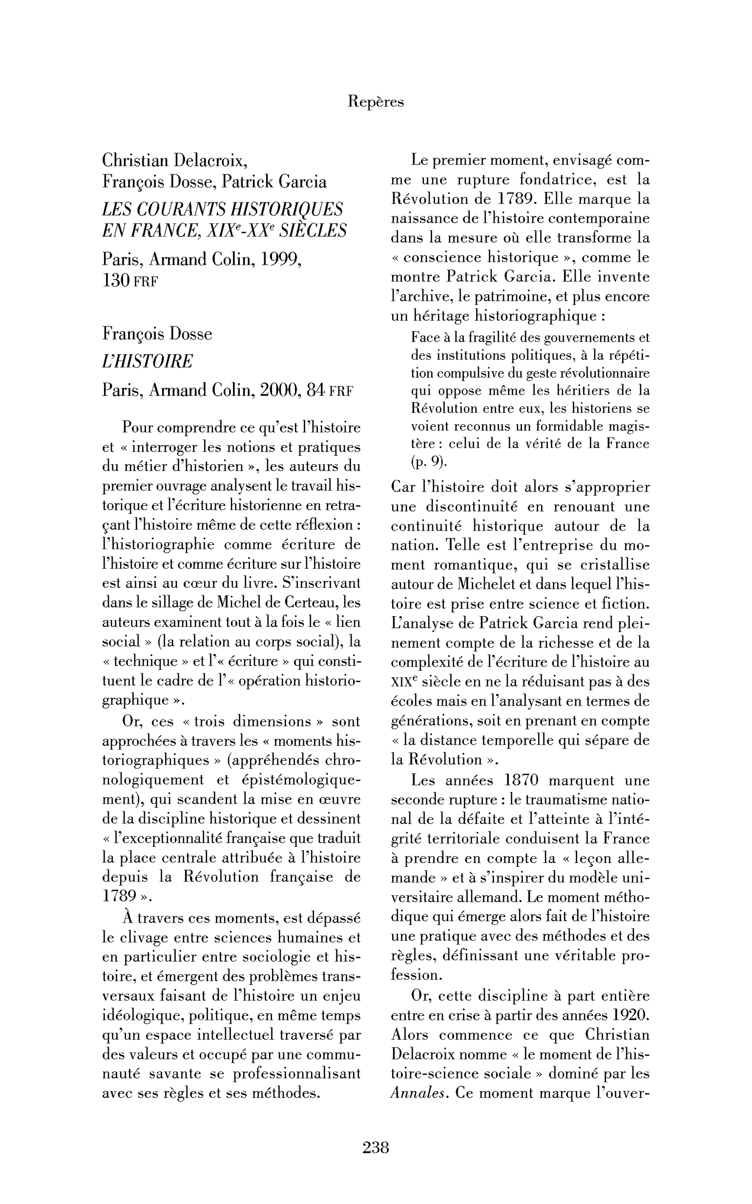 François Dosse : l’Histoire